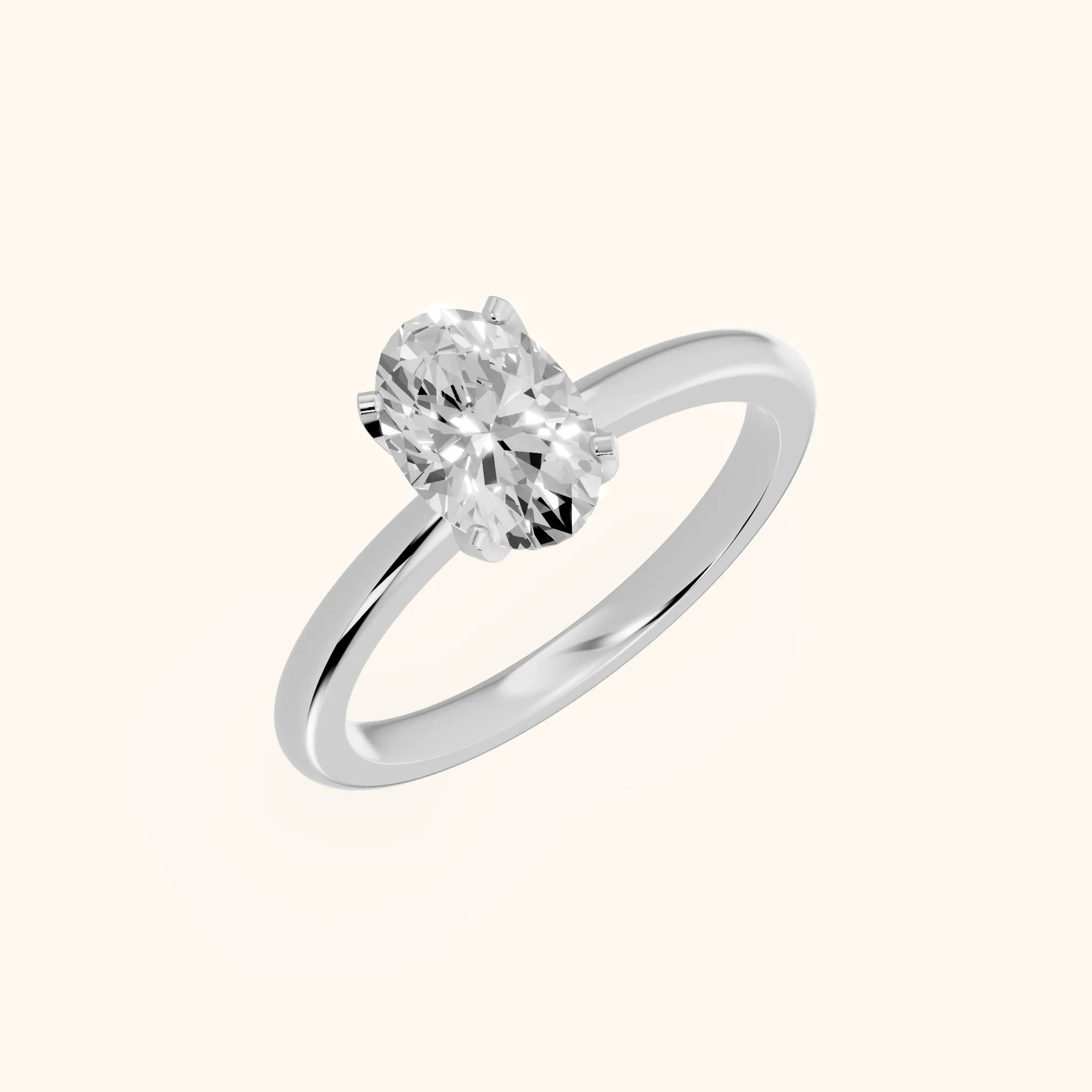 Bague de Fiançailles Ovale Solitaire en Diamant Flora Guardian en Platine