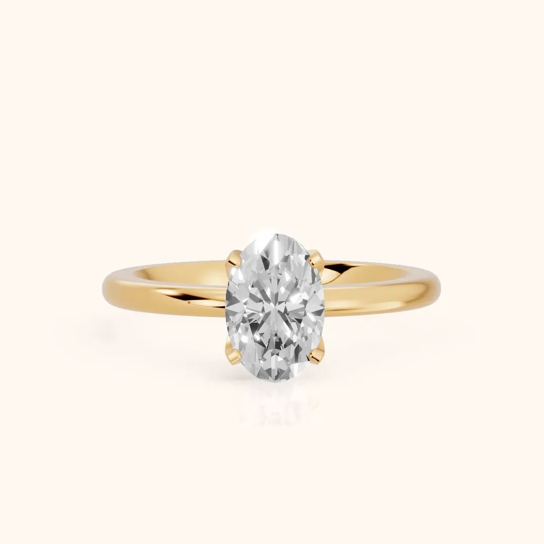 Bague de Fiançailles Ovale Solitaire Diamant Flora Guardian en Or Jaune