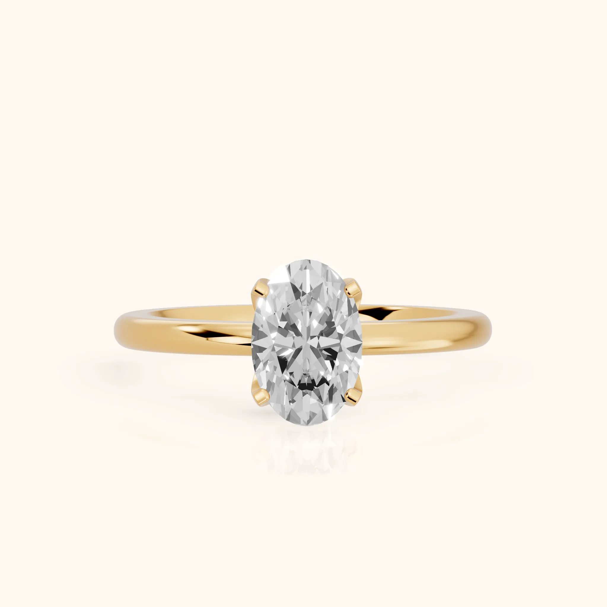 Bague de Fiançailles Ovale Solitaire Diamant Flora Guardian en Or Jaune — view 1