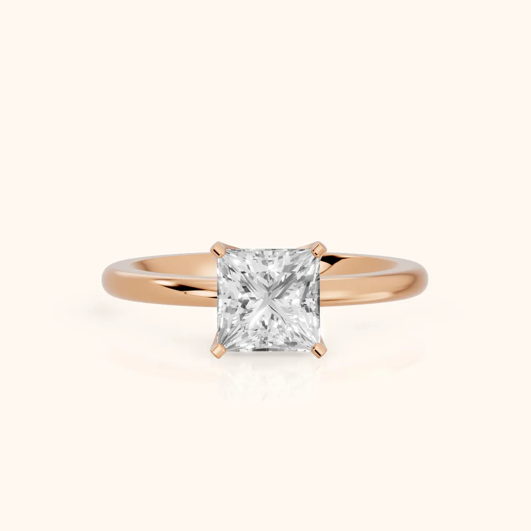 Flora Guardian Solitaire Princess Diamond Engagement Ring in Rose Gold
