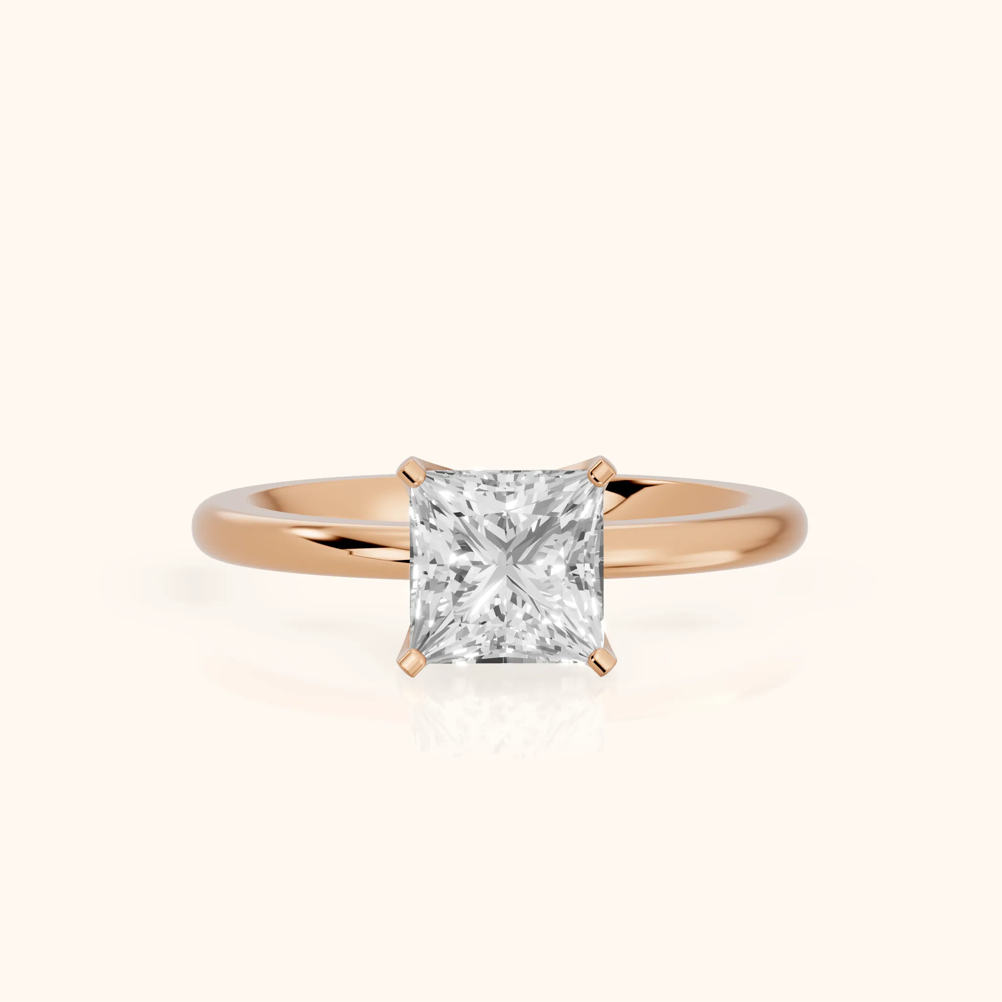 Flora Guardian Solitaire Princess Diamond Engagement Ring in Rose Gold — view 1