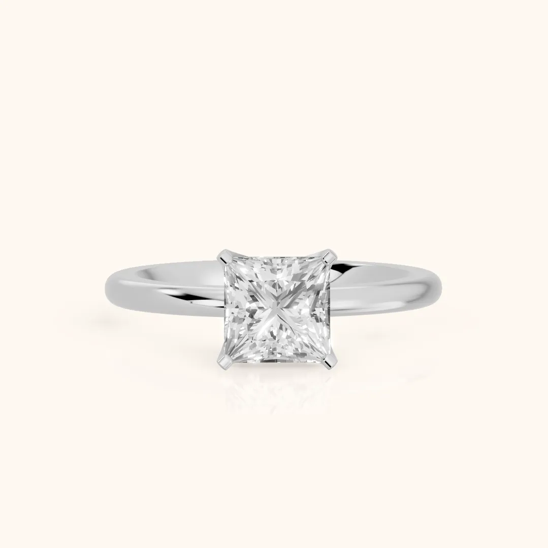 Bague de Fiançailles Solitaire en Diamant Princesse Flora Guardian en Platine