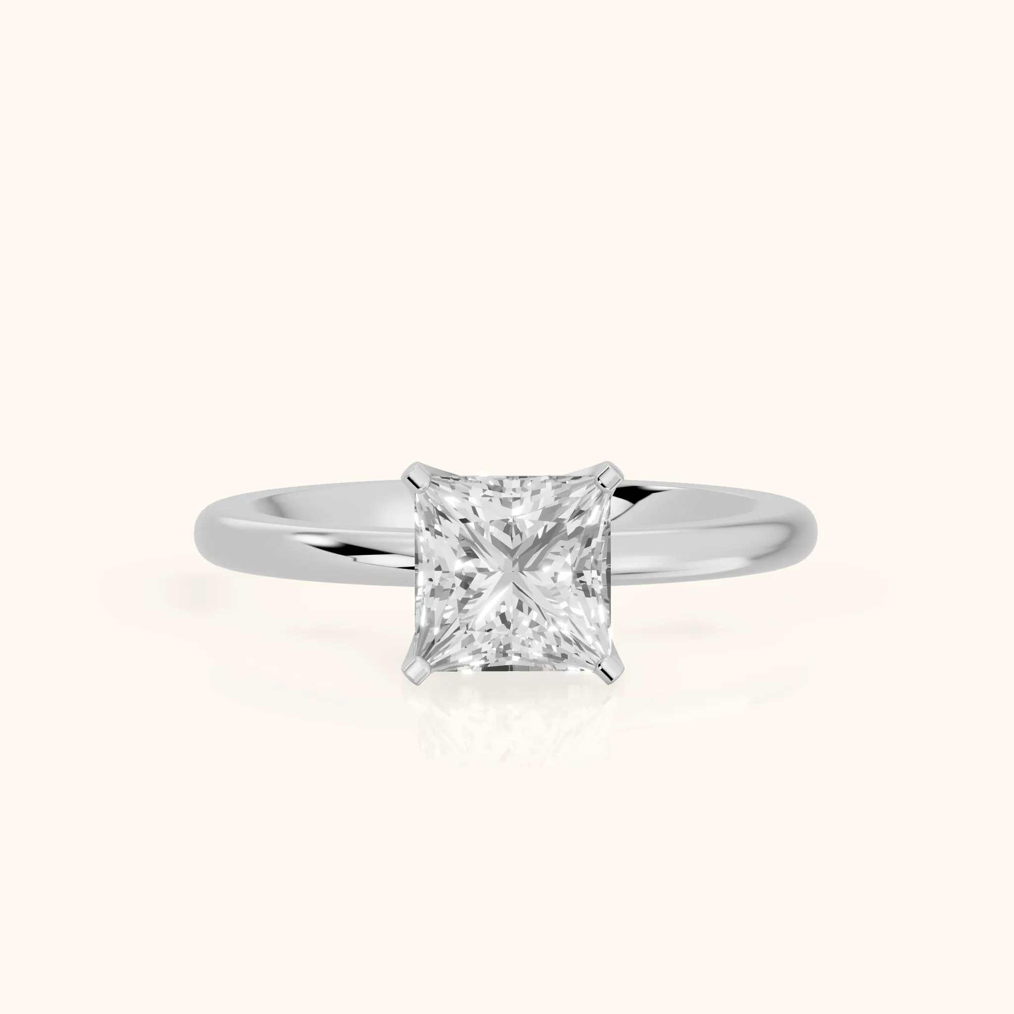 Bague de Fiançailles Solitaire en Argent avec Diamant Princesse Flora Guardian — view 1