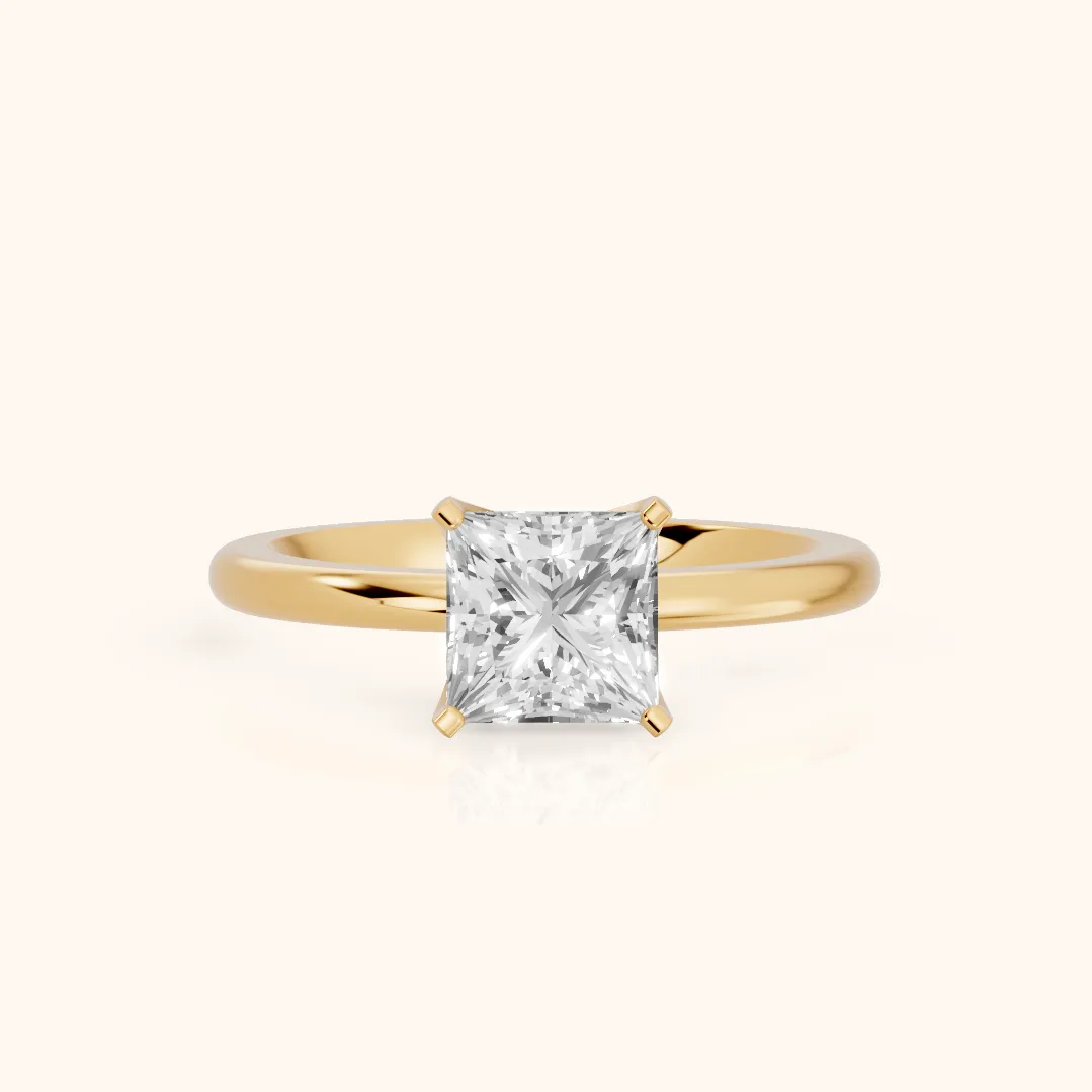 Bague de fiançailles en or jaune avec diamant solitaire Princesse Flora Guardian