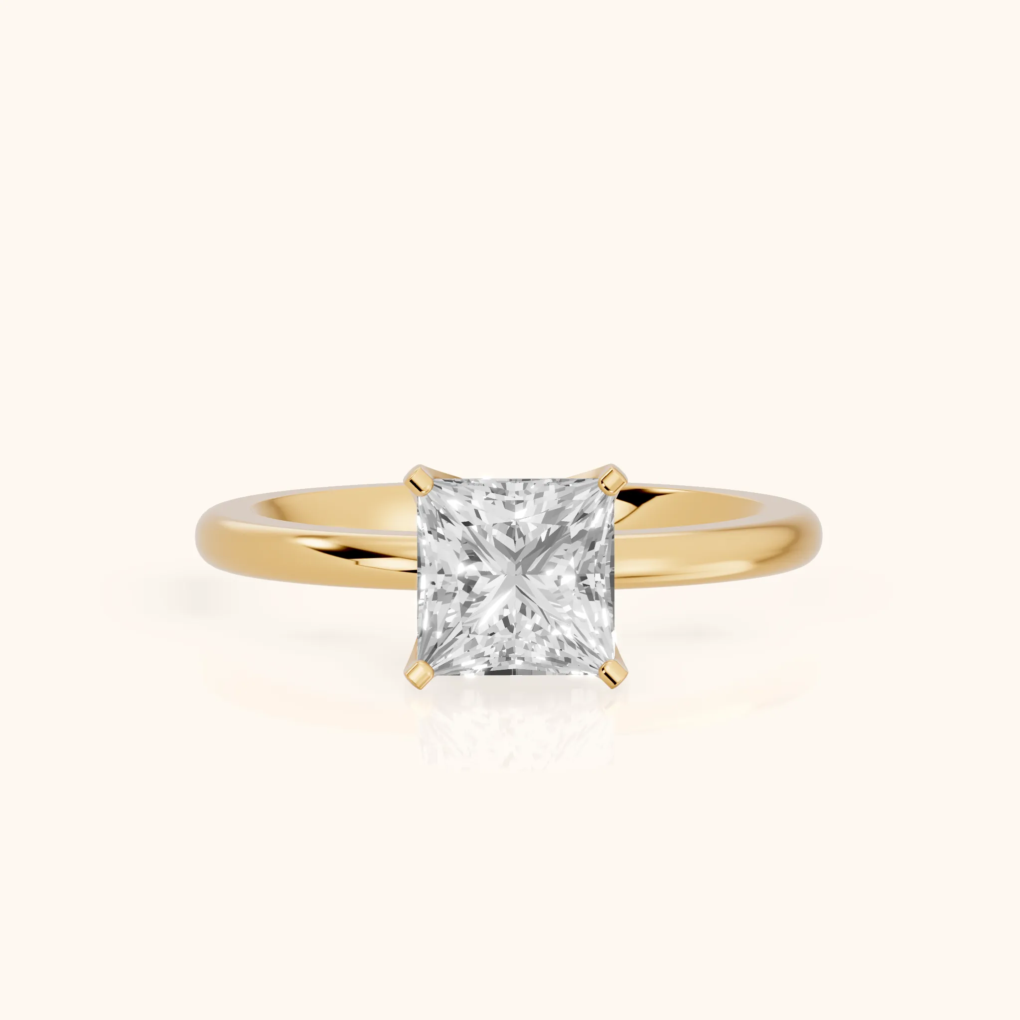 Bague de fiançailles en or jaune avec diamant solitaire Princesse Flora Guardian — view 1