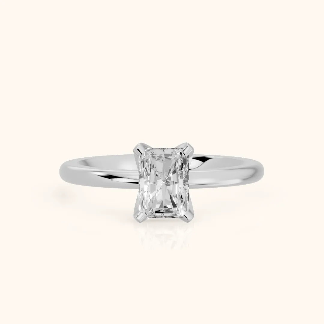 Flora Guardian Solitaire Radiant Diamond Engagement Ring in Silver
