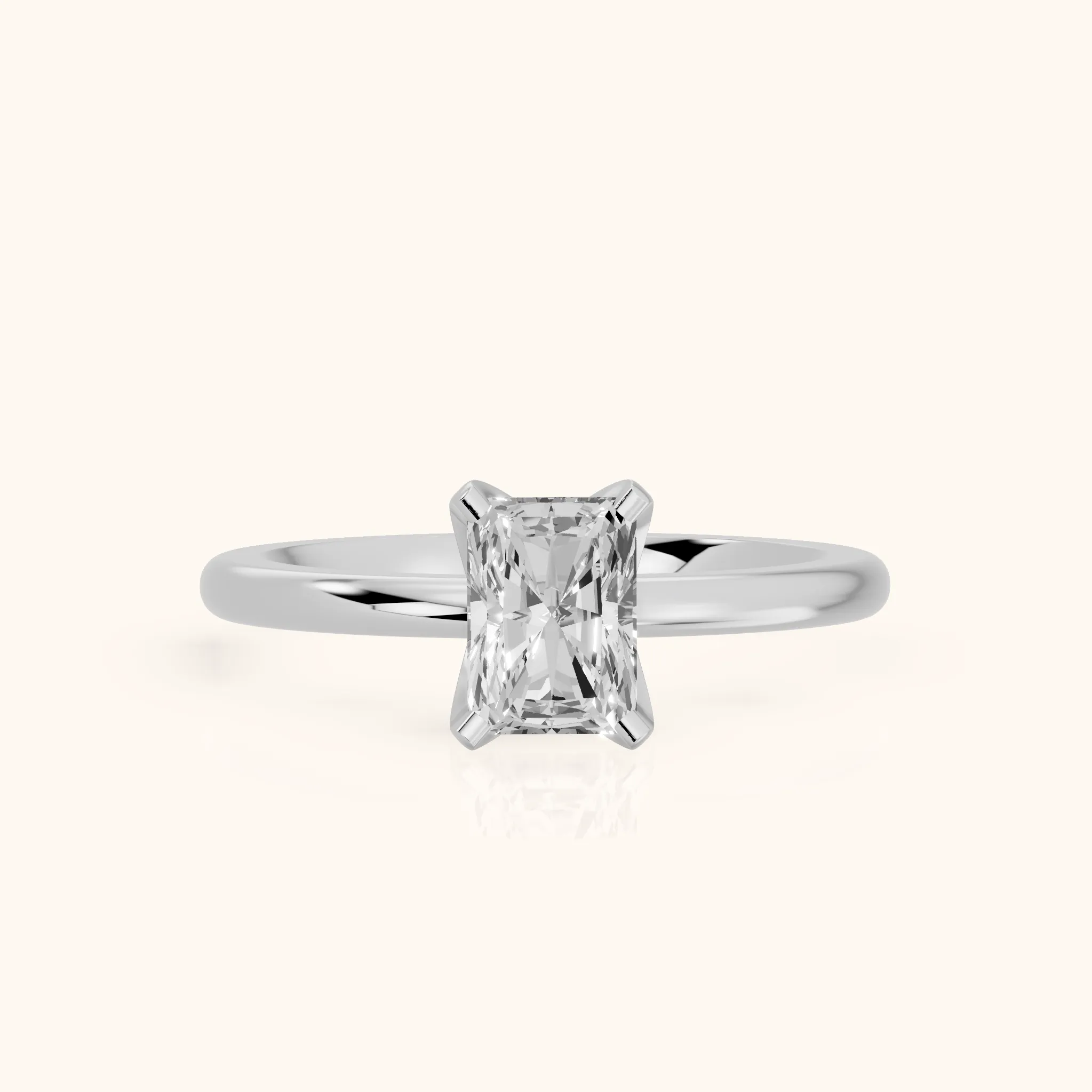 Flora Guardian Solitaire Radiant Diamond Engagement Ring in Silver — view 1