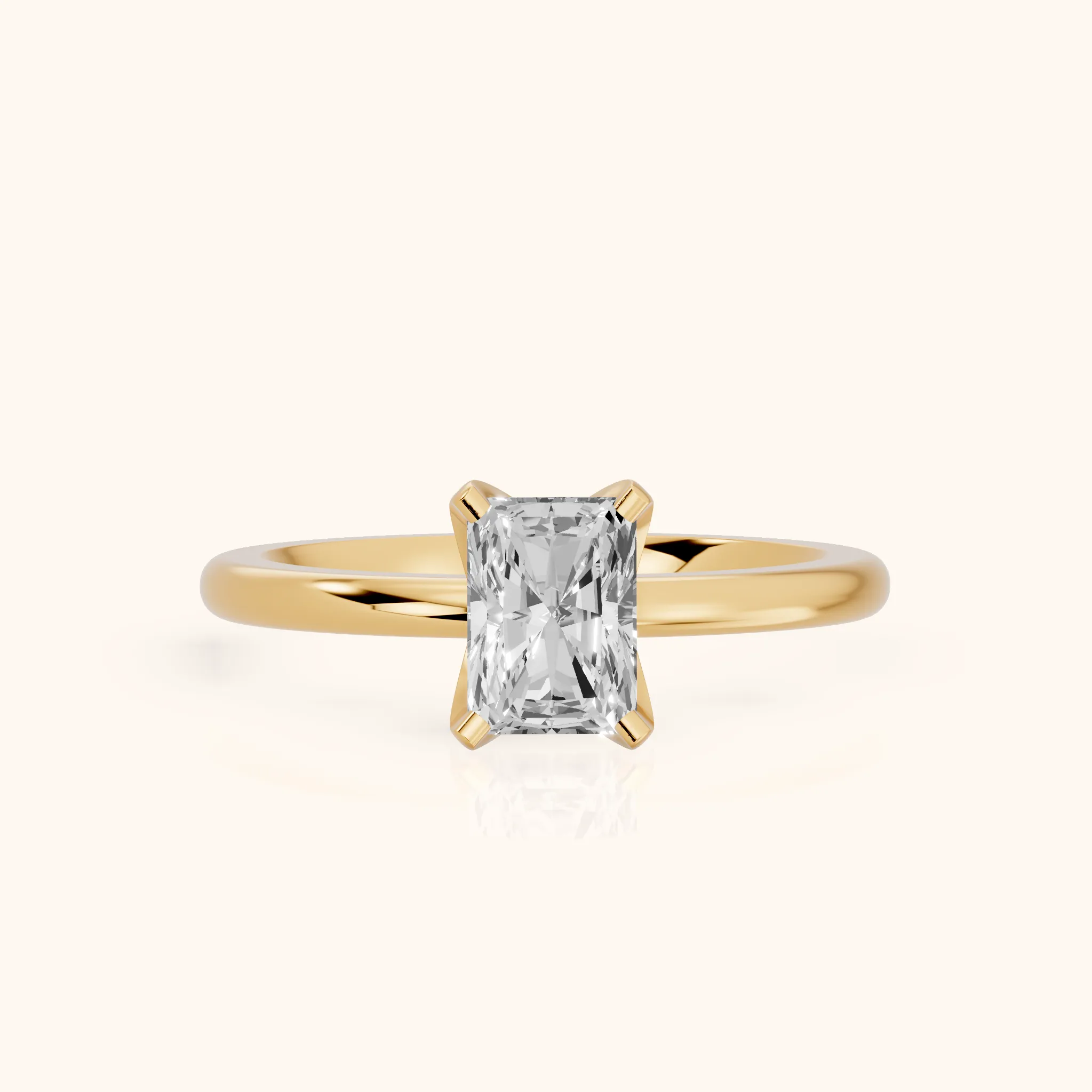 Bague de fiançailles en or jaune avec diamant radiant et solitaire Flora Guardian — view 1