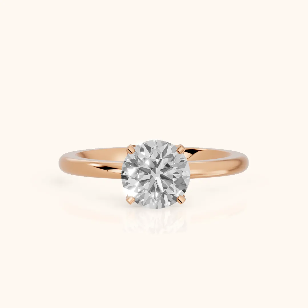 Flora Guardian Solitaire Round Diamond Engagement Ring in Rose Gold