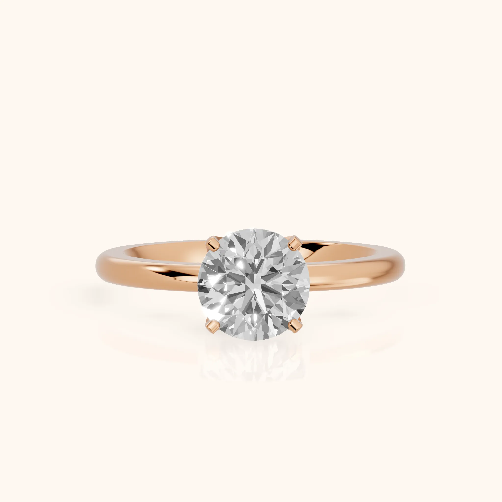 Flora Guardian Solitaire Round Diamond Engagement Ring in Rose Gold — view 1