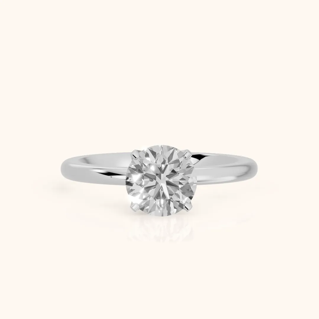 Flora Guardian Solitaire Round Diamond Engagement Ring in Platinum