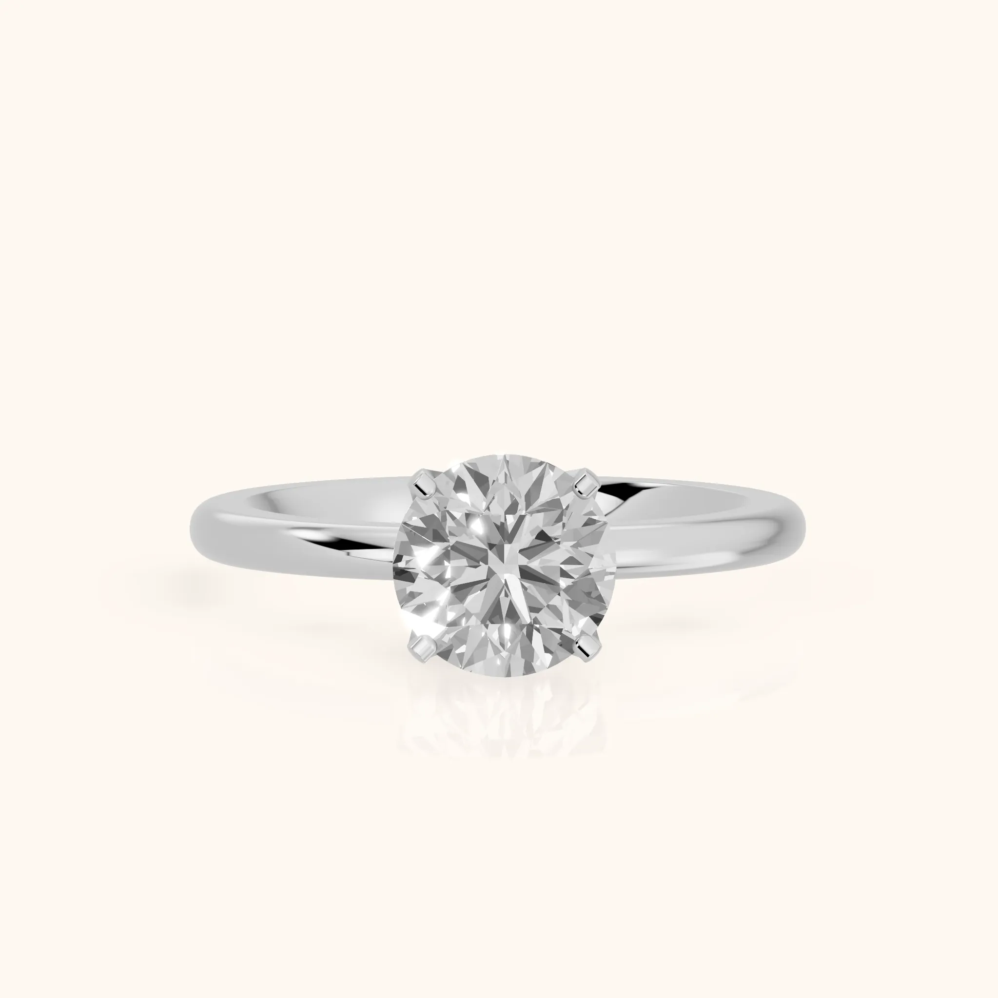 Flora Guardian Solitaire Round Diamond Engagement Ring in Platinum — view 1