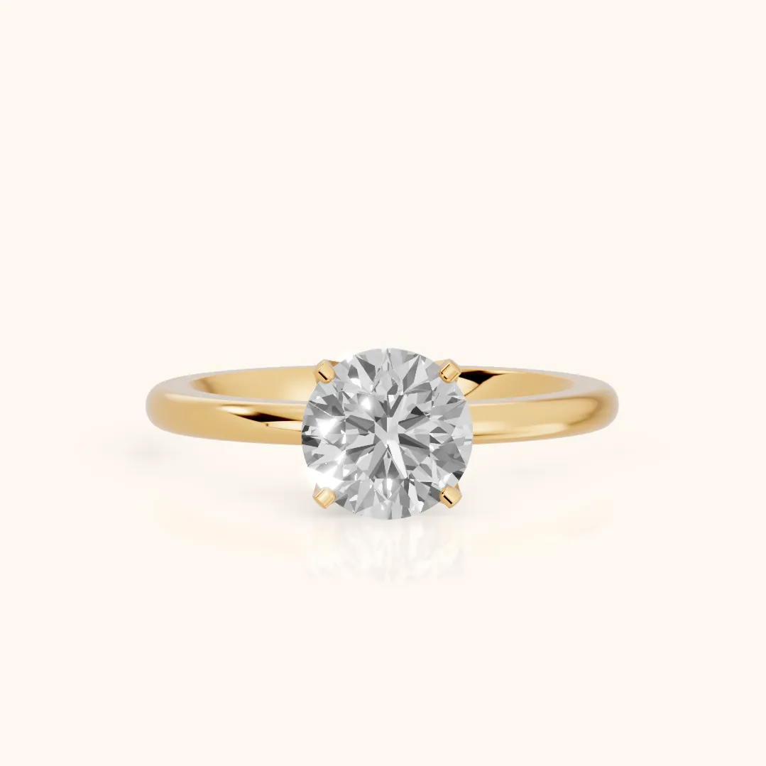 Bague de Fiançailles Solitaire Ronde Flora Guardian en Or Jaune