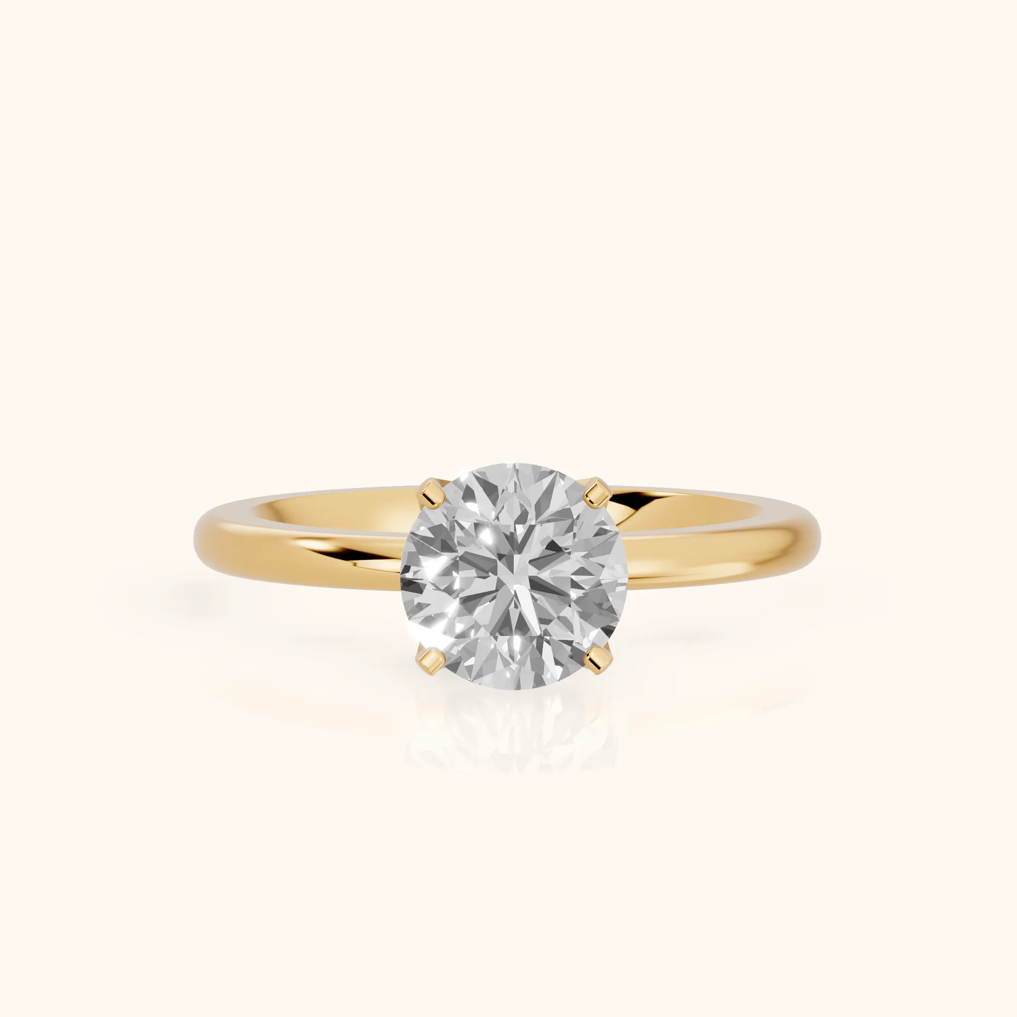 Bague de Fiançailles Solitaire Ronde Flora Guardian en Or Jaune — view 1