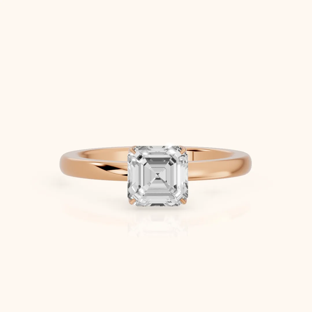 Serena Blossom Solitaire Asscher Diamond Ring in Rose Gold