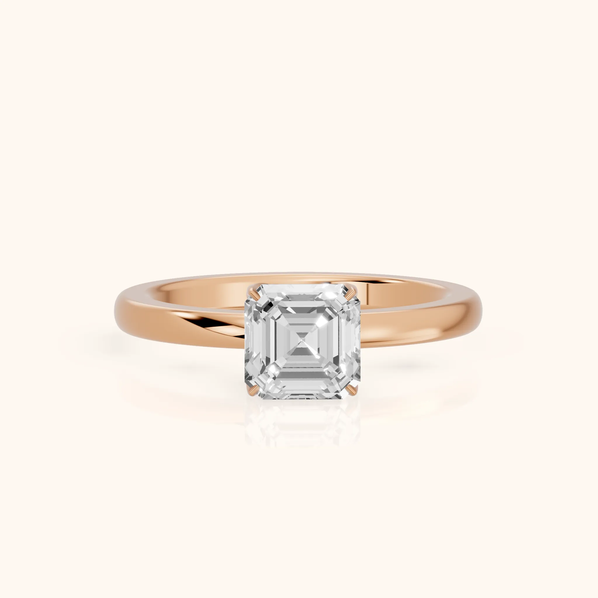 Serena Blossom Solitaire Asscher Diamond Ring in Rose Gold — view 1