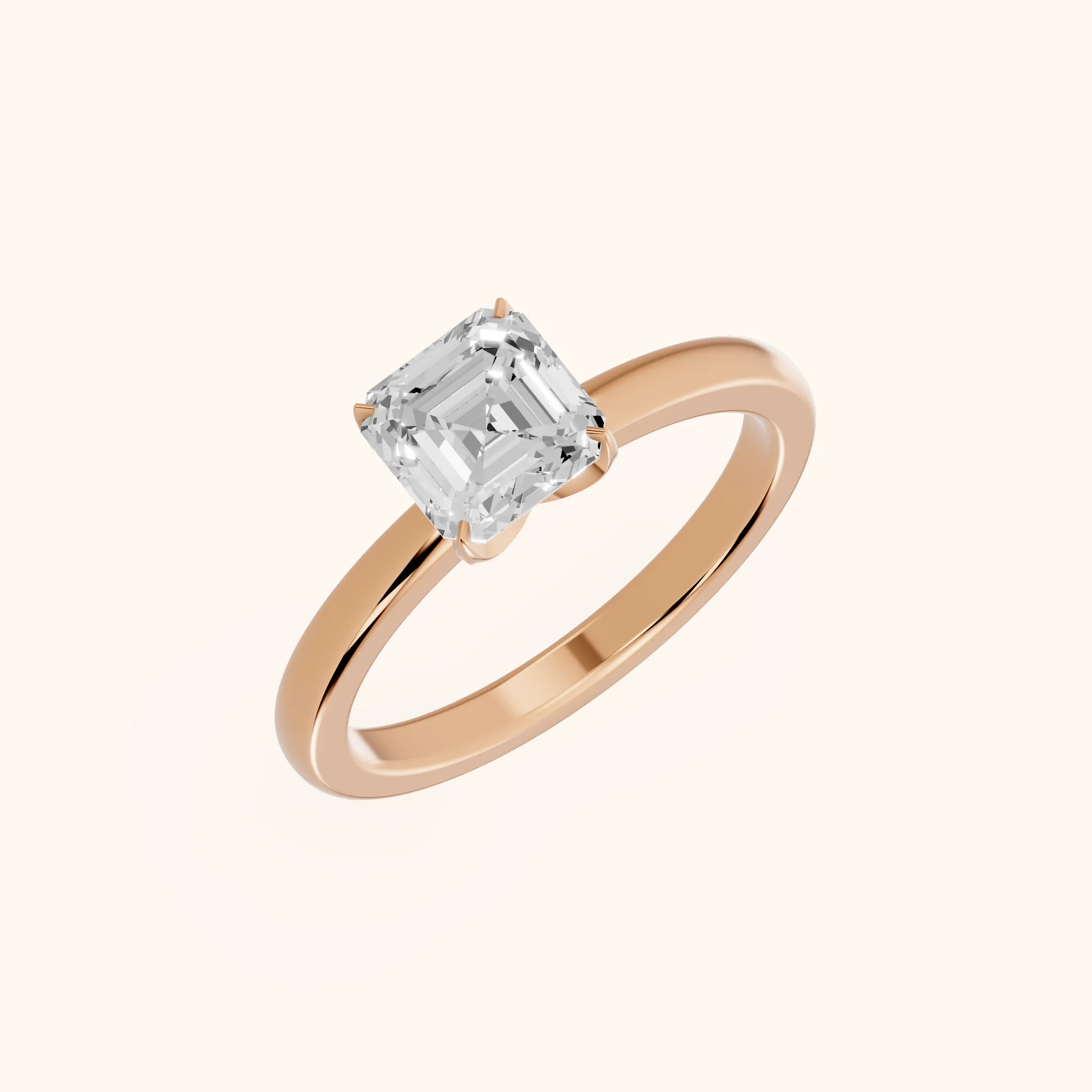 Serena Blossom Solitaire Asscher Diamond Ring in Rose Gold