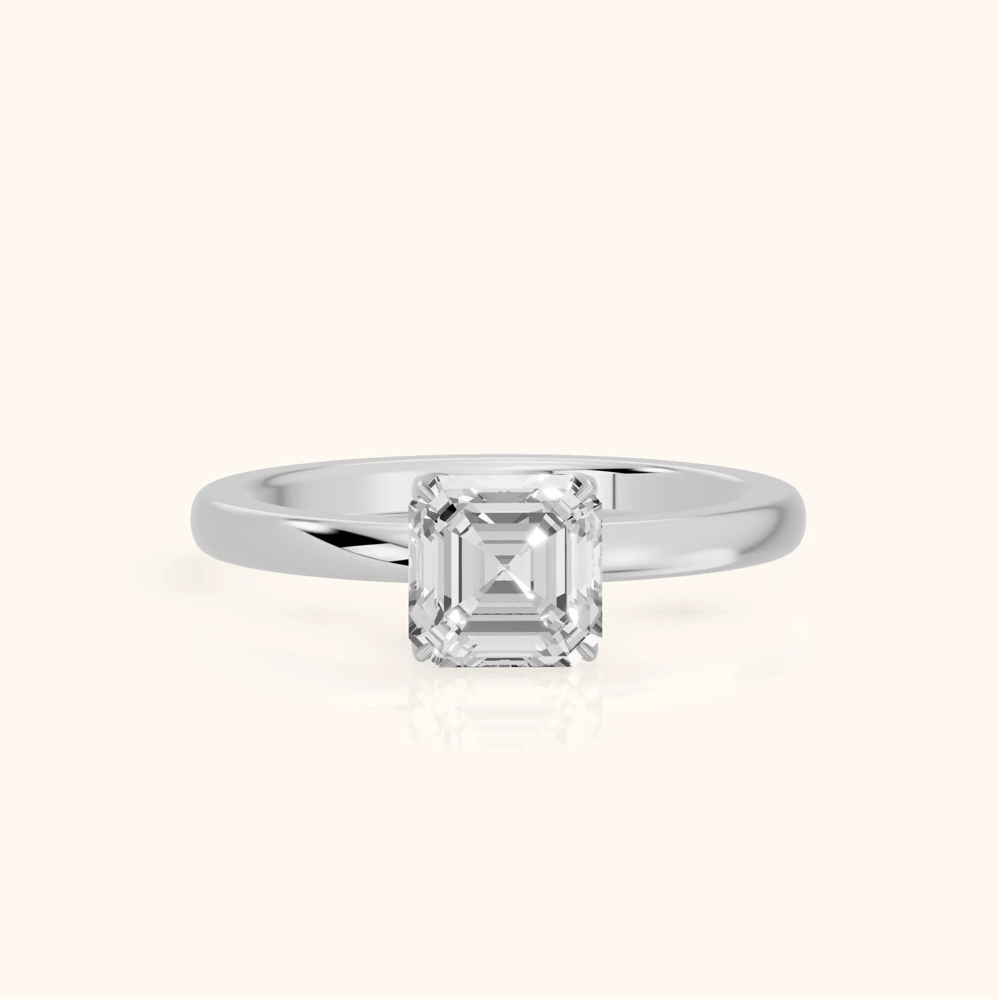 Serena Blossom Solitaire Asscher Diamond Ring in Silver — view 1