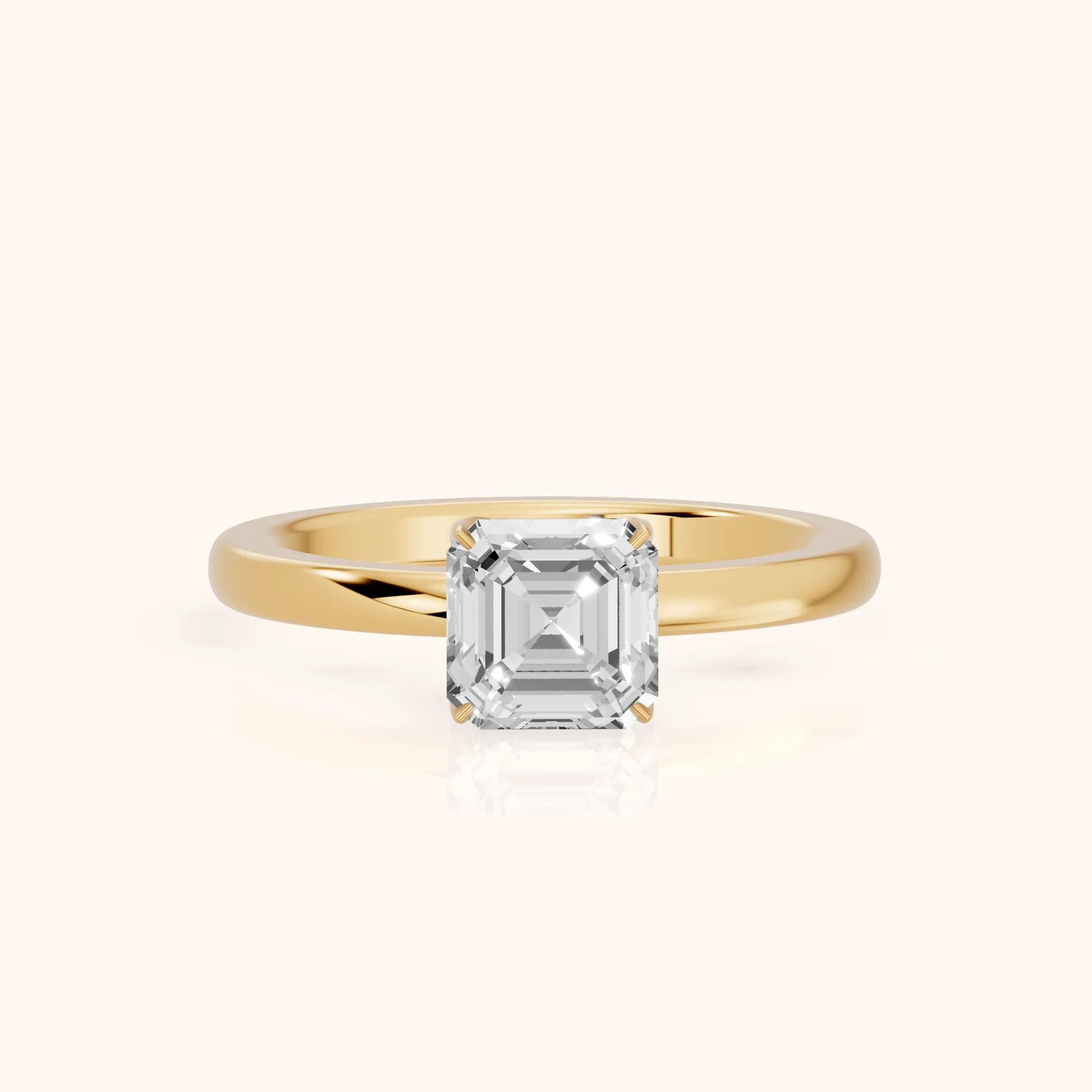 Serena Blossom Solitaire Asscher Diamond Ring in Yellow Gold — view 1