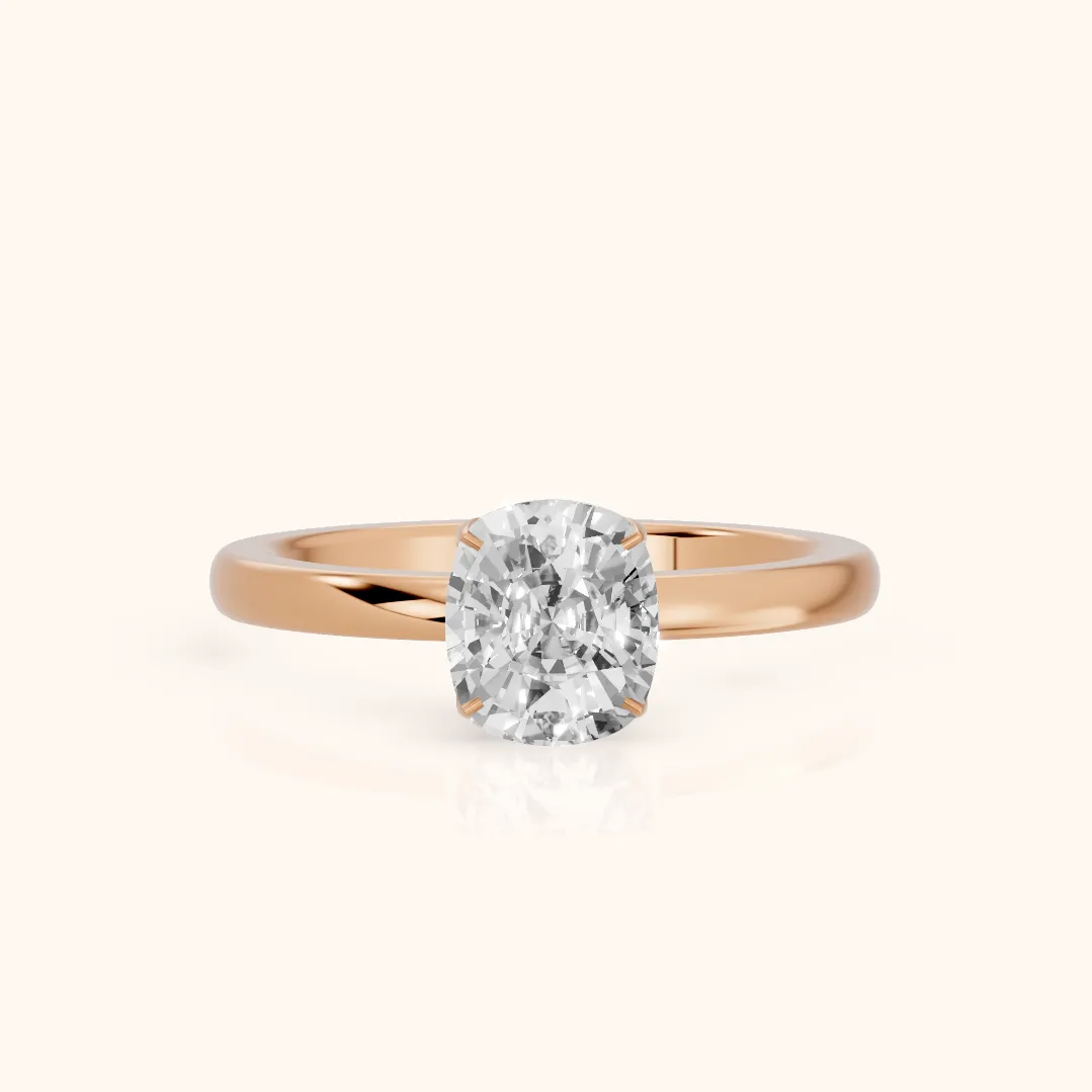 Serena Blossom Solitaire Cushion Diamond Engagement Ring in Rose Gold