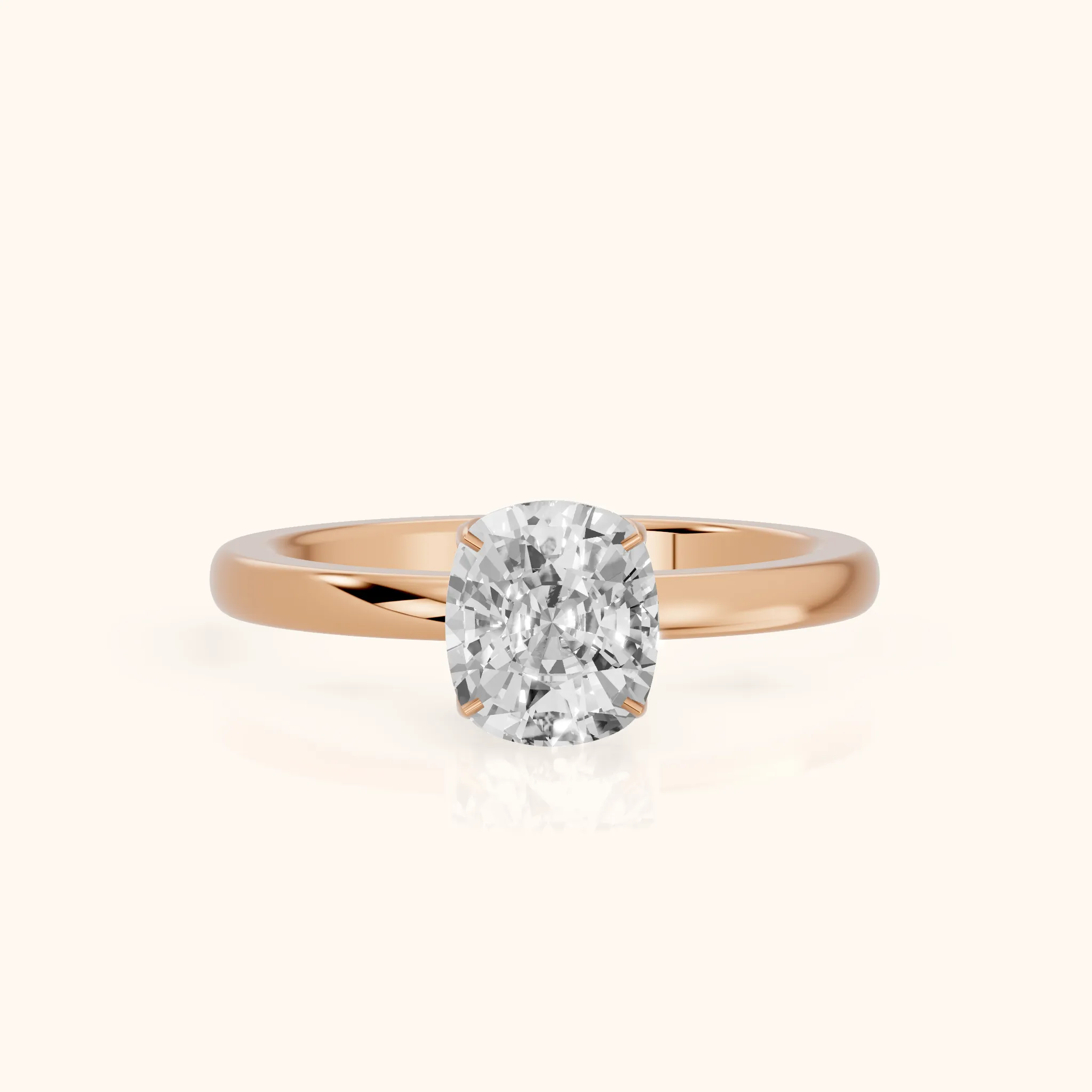 Serena Blossom Solitaire Cushion Diamond Engagement Ring in Rose Gold — view 1