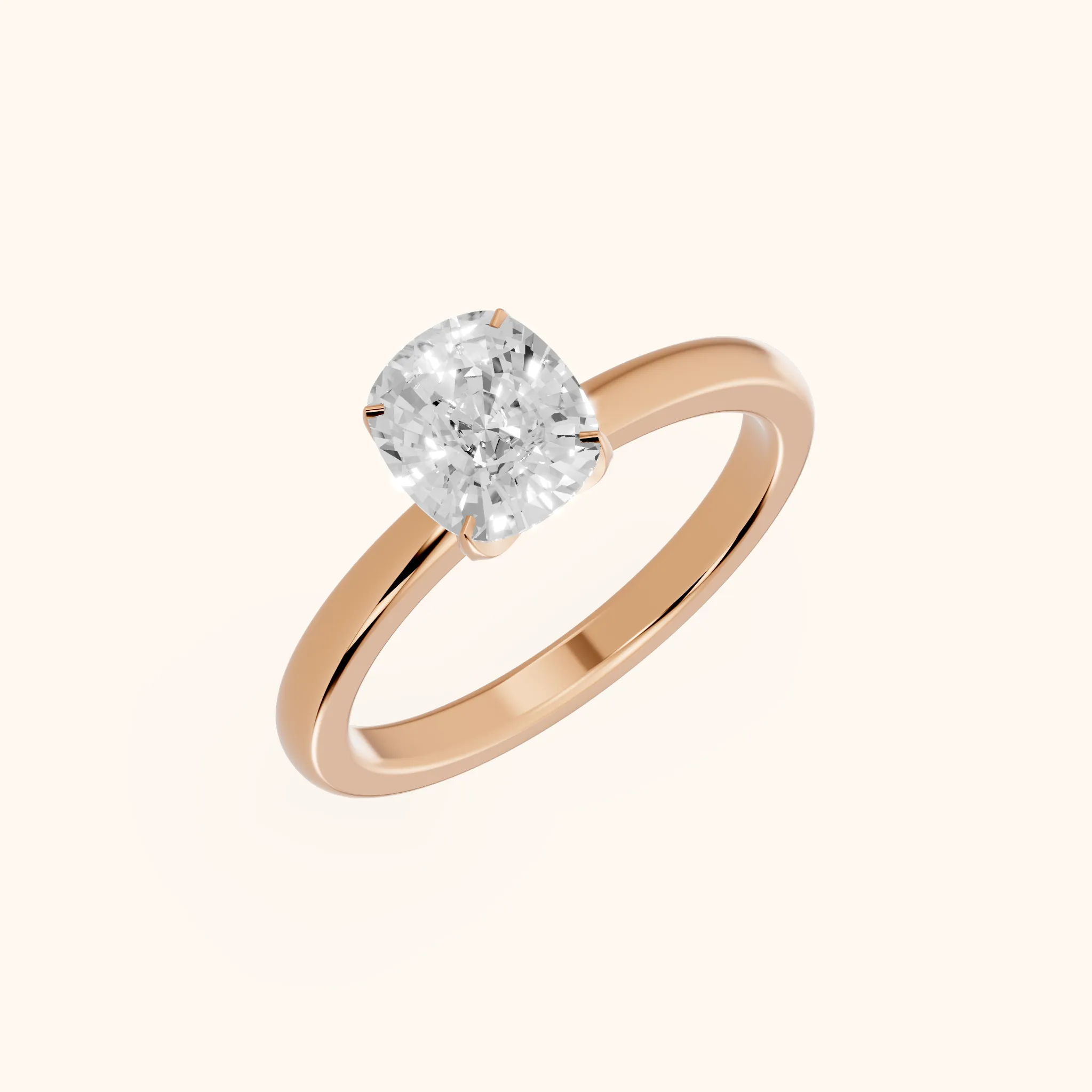 Serena Blossom Solitaire Cushion Diamond Engagement Ring in Rose Gold