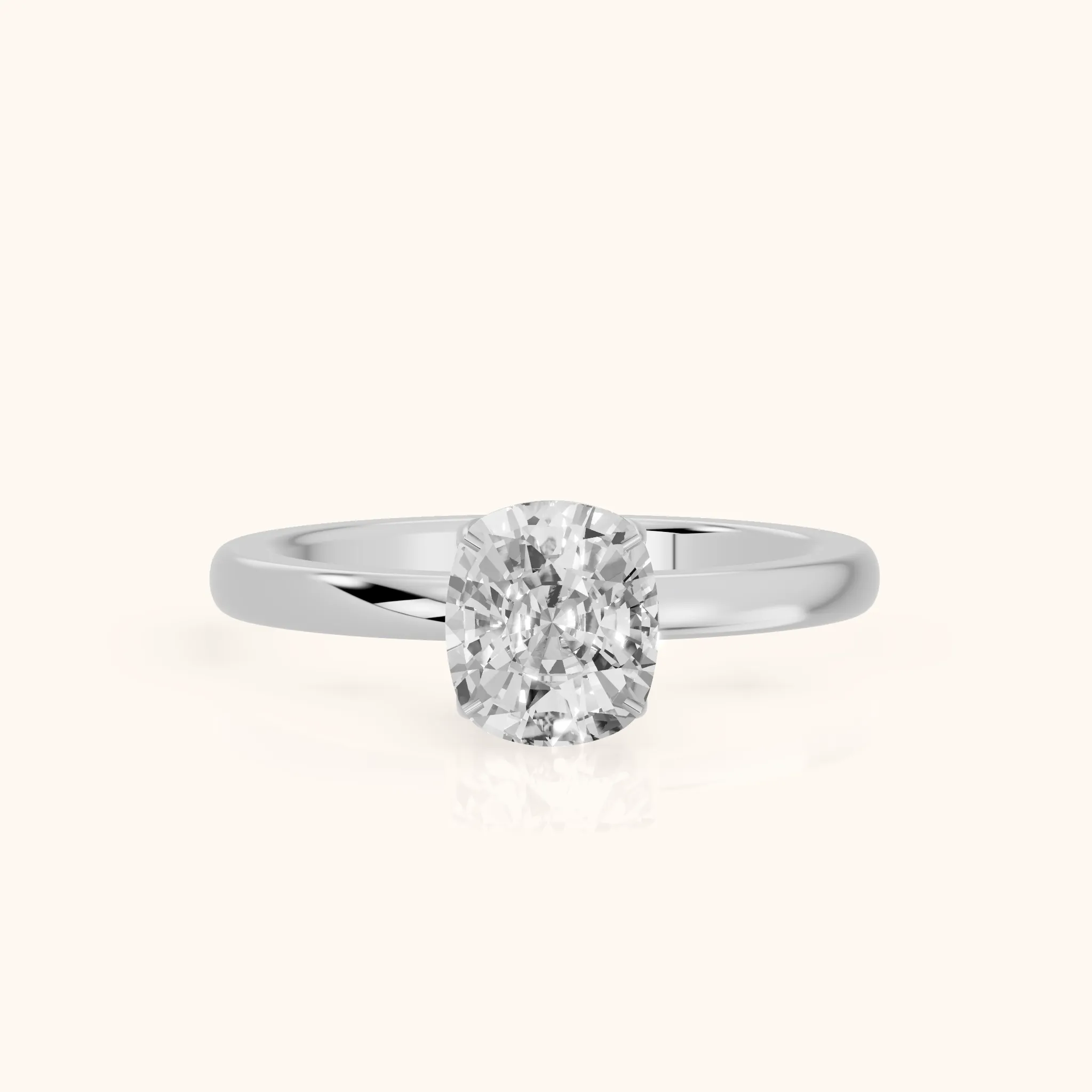 Serena Blossom Solitaire Cushion Diamond Engagement Ring in Silver — view 1