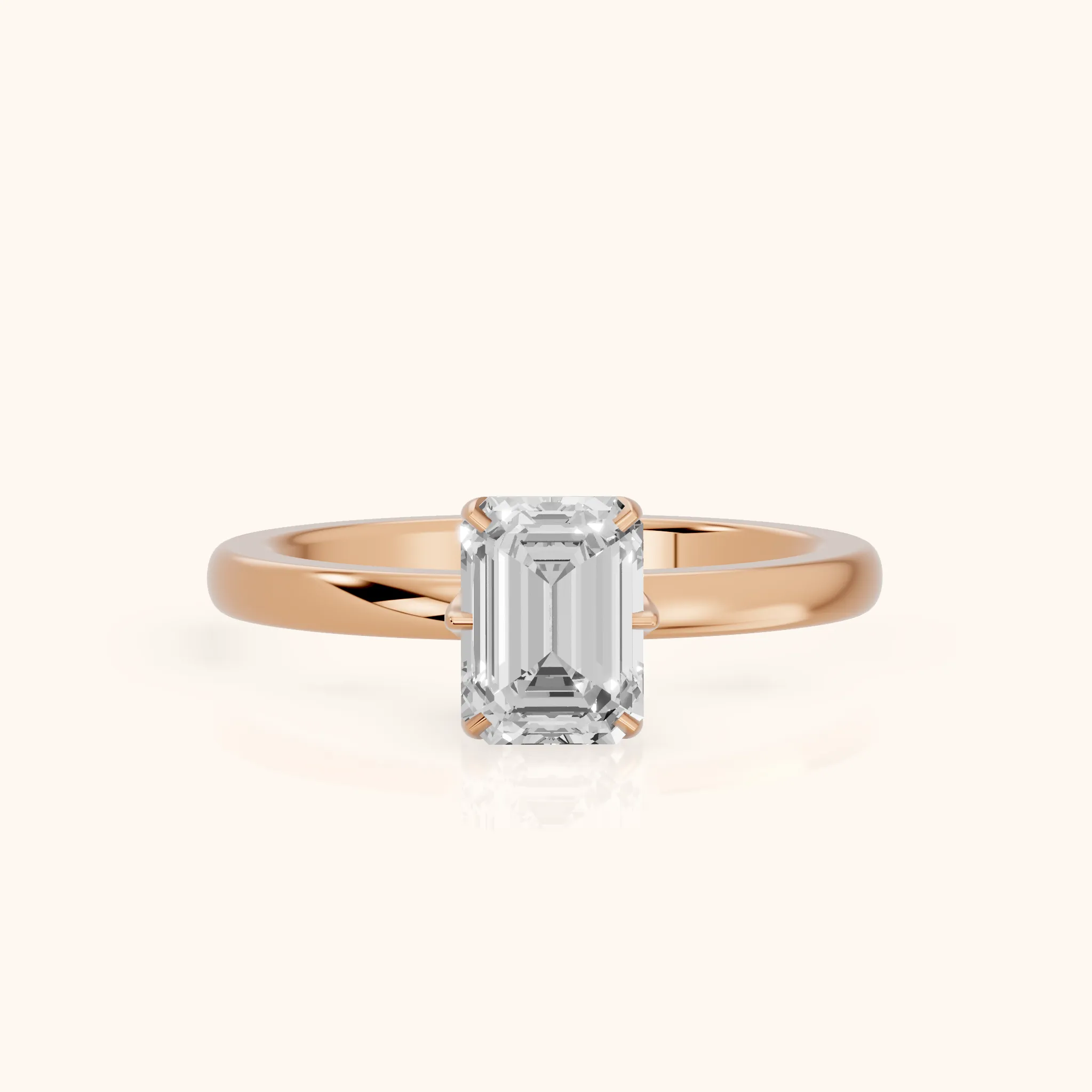 Serena Blossom Solitaire Emerald Diamond Engagement Ring in Rose Gold — view 1