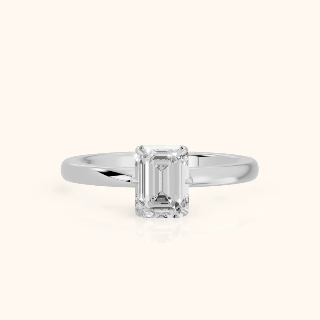 Serena Blossom Solitaire Emerald Diamond Engagement Ring in Platinum