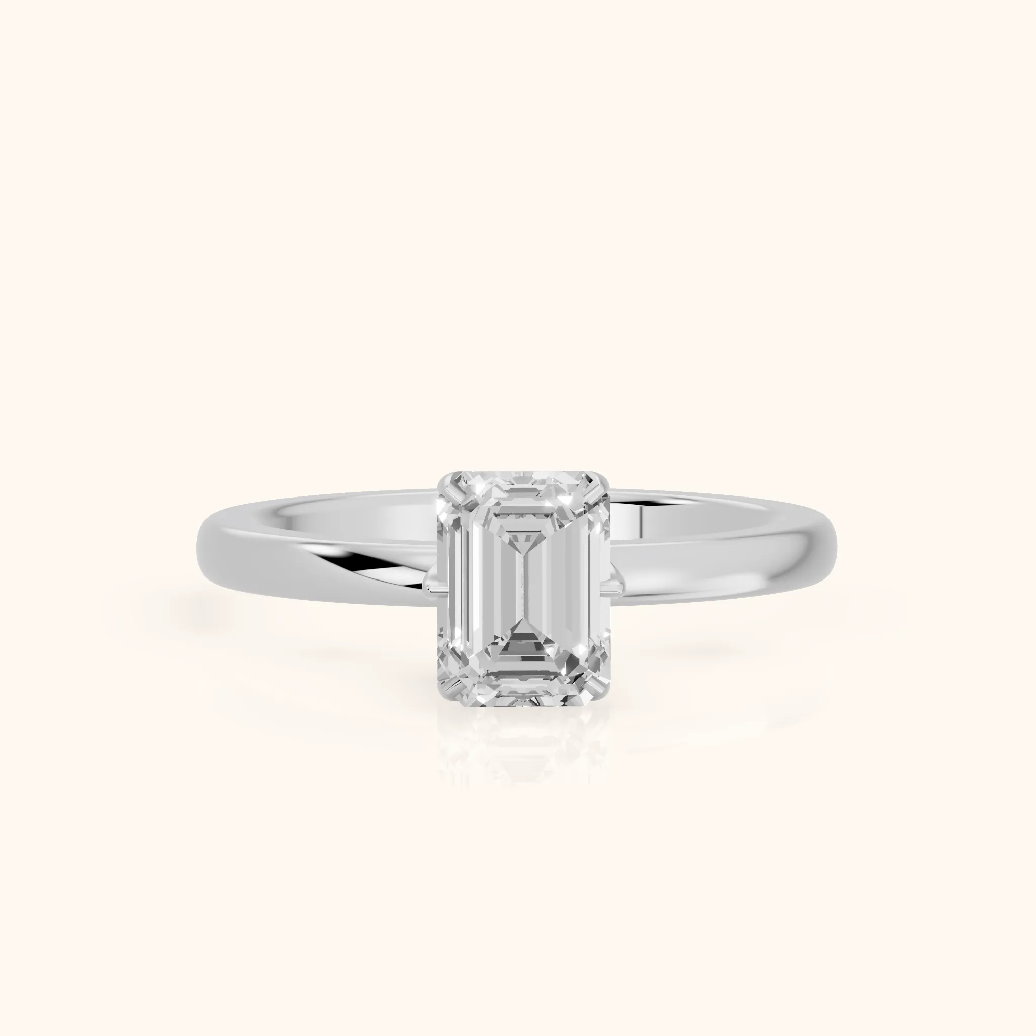 Serena Blossom Solitaire Emerald Diamond Engagement Ring in Platinum — view 1