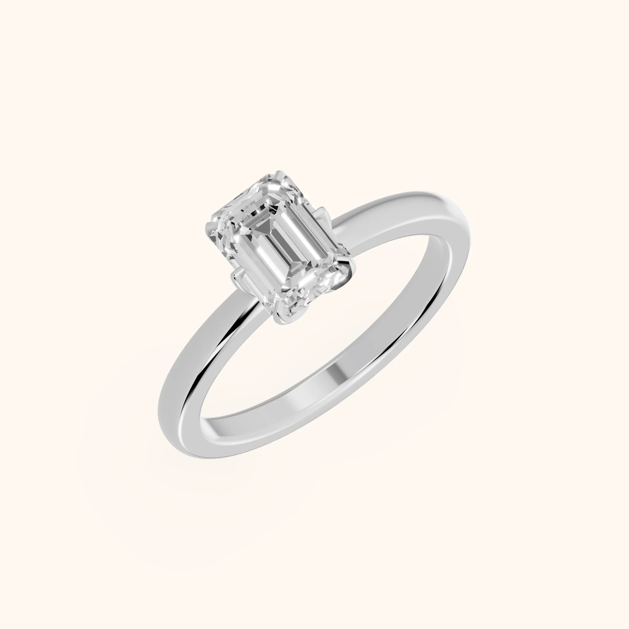 Serena Blossom Solitaire Emerald Diamond Engagement Ring in Platinum