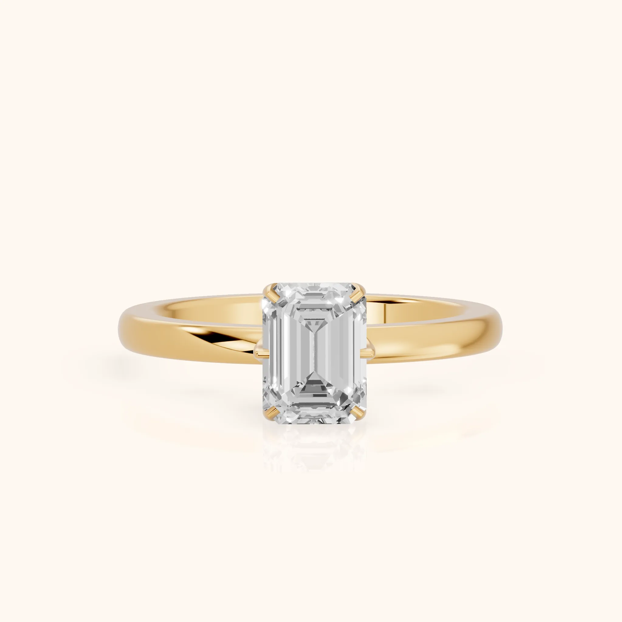 Serena Blossom Solitaire Emerald Diamond Engagement Ring in Yellow Gold — view 1