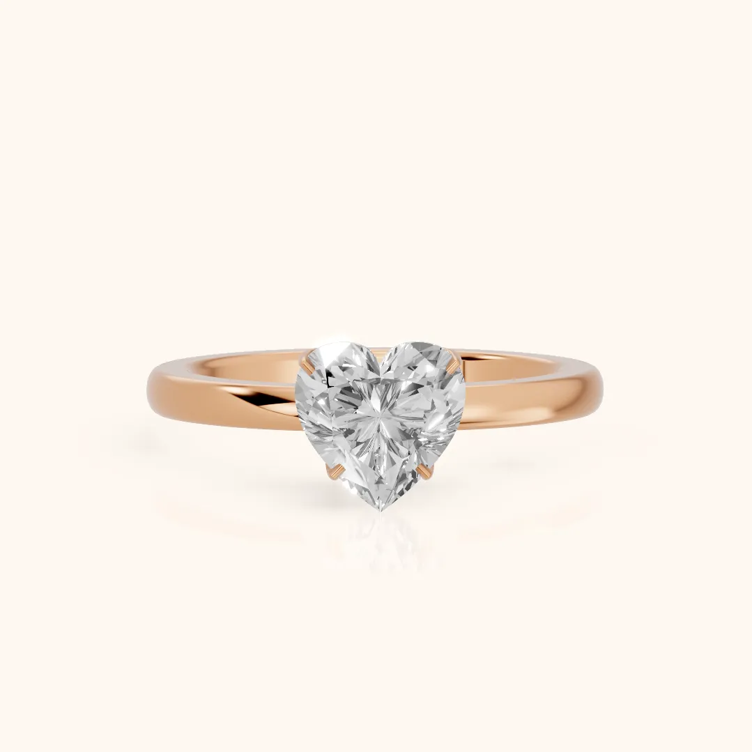 Serena Blossom Solitaire Heart Diamond Engagement Ring in Rose Gold