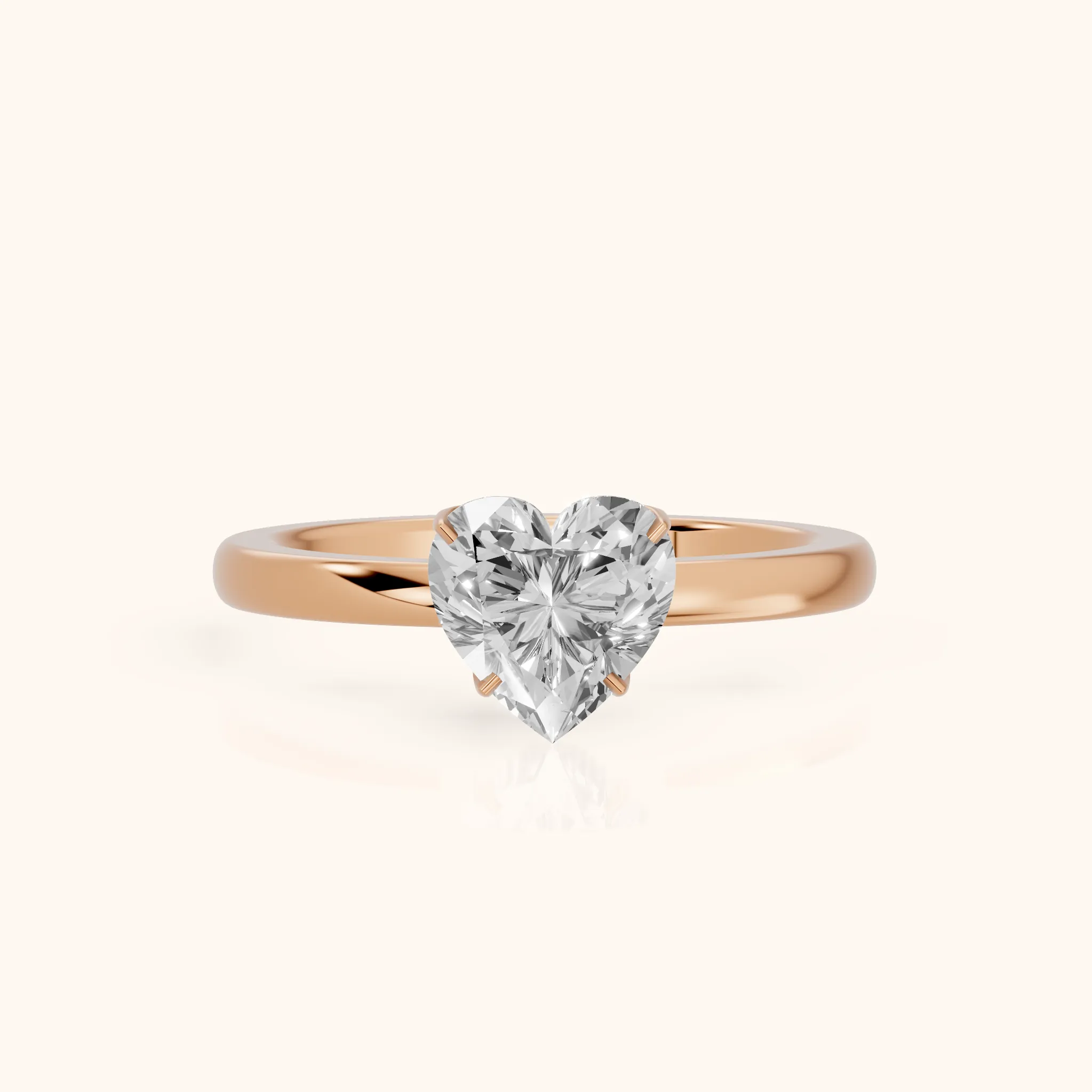 Serena Blossom Solitaire Heart Diamond Engagement Ring in Rose Gold — view 1
