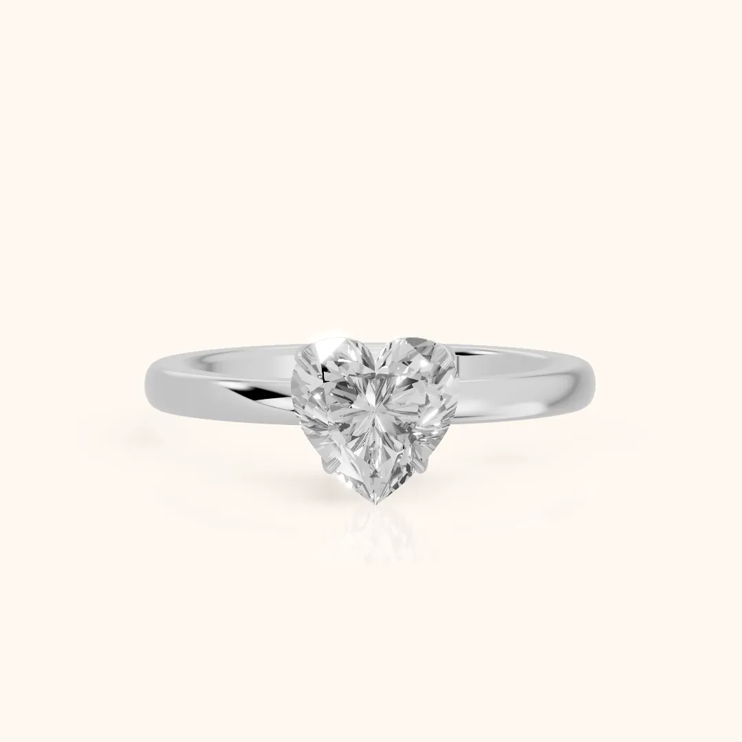 Serena Blossom Solitaire Heart Diamond Engagement Ring in Silver