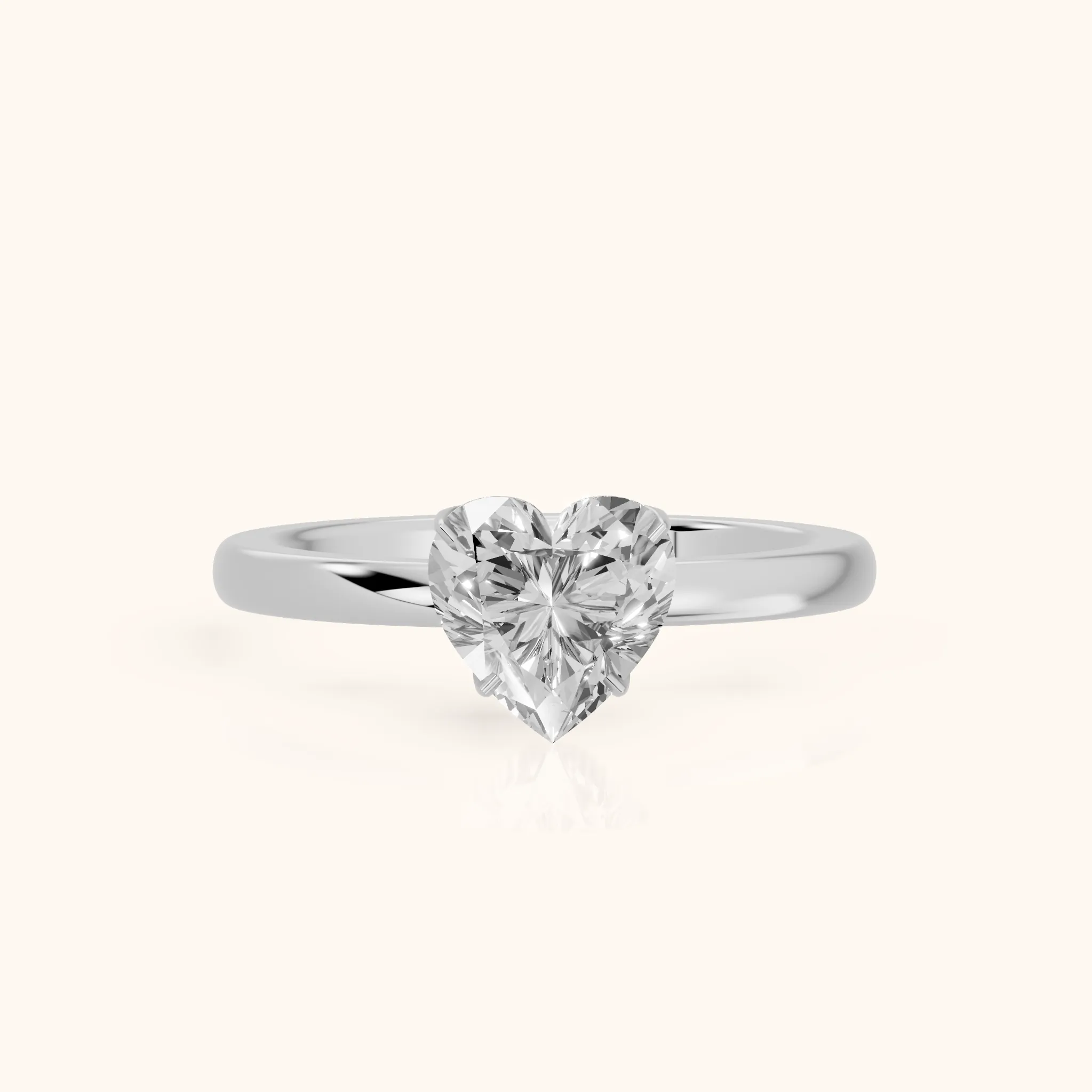 Serena Blossom Solitaire Heart Diamond Engagement Ring in Silver — view 1