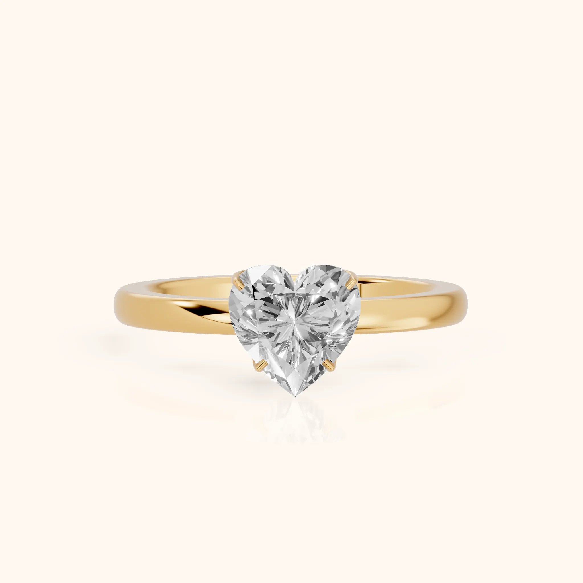 Serena Blossom Solitaire Heart Diamond Engagement Ring in Yellow Gold — view 1