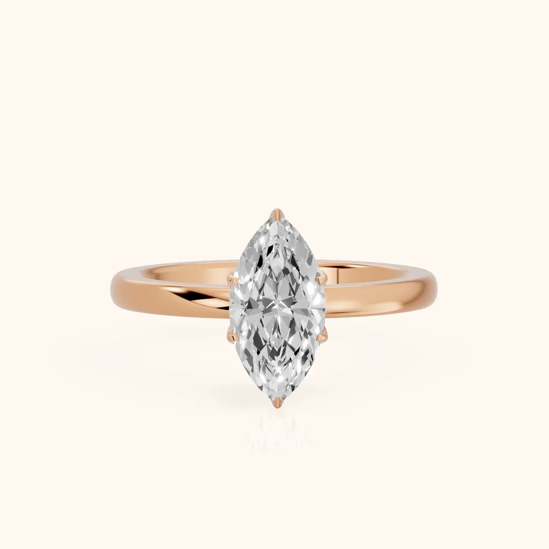Serena Blossom Marquise Diamond Solitaire Ring in Rose Gold