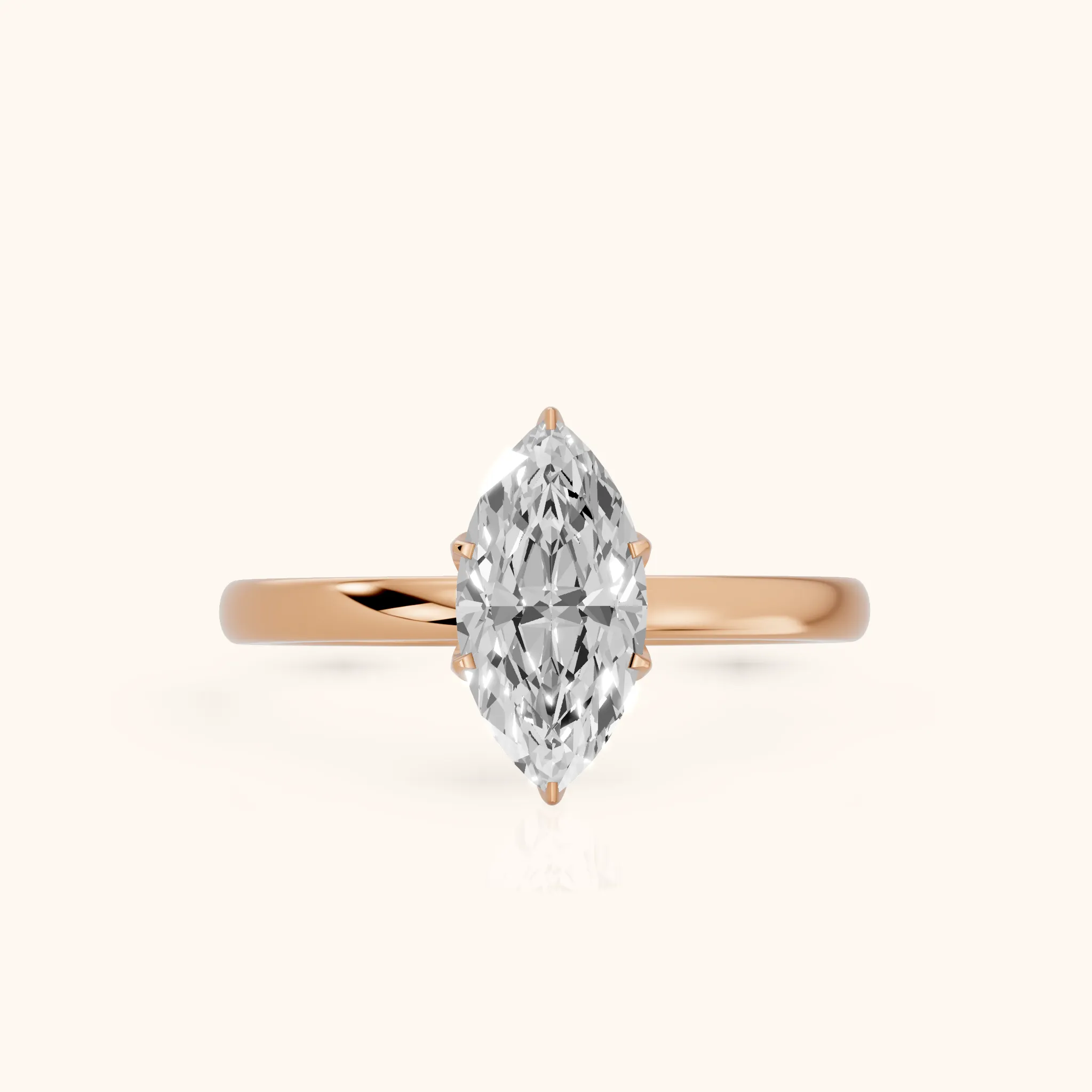 Serena Blossom Marquise Diamond Solitaire Ring in Rose Gold — view 1
