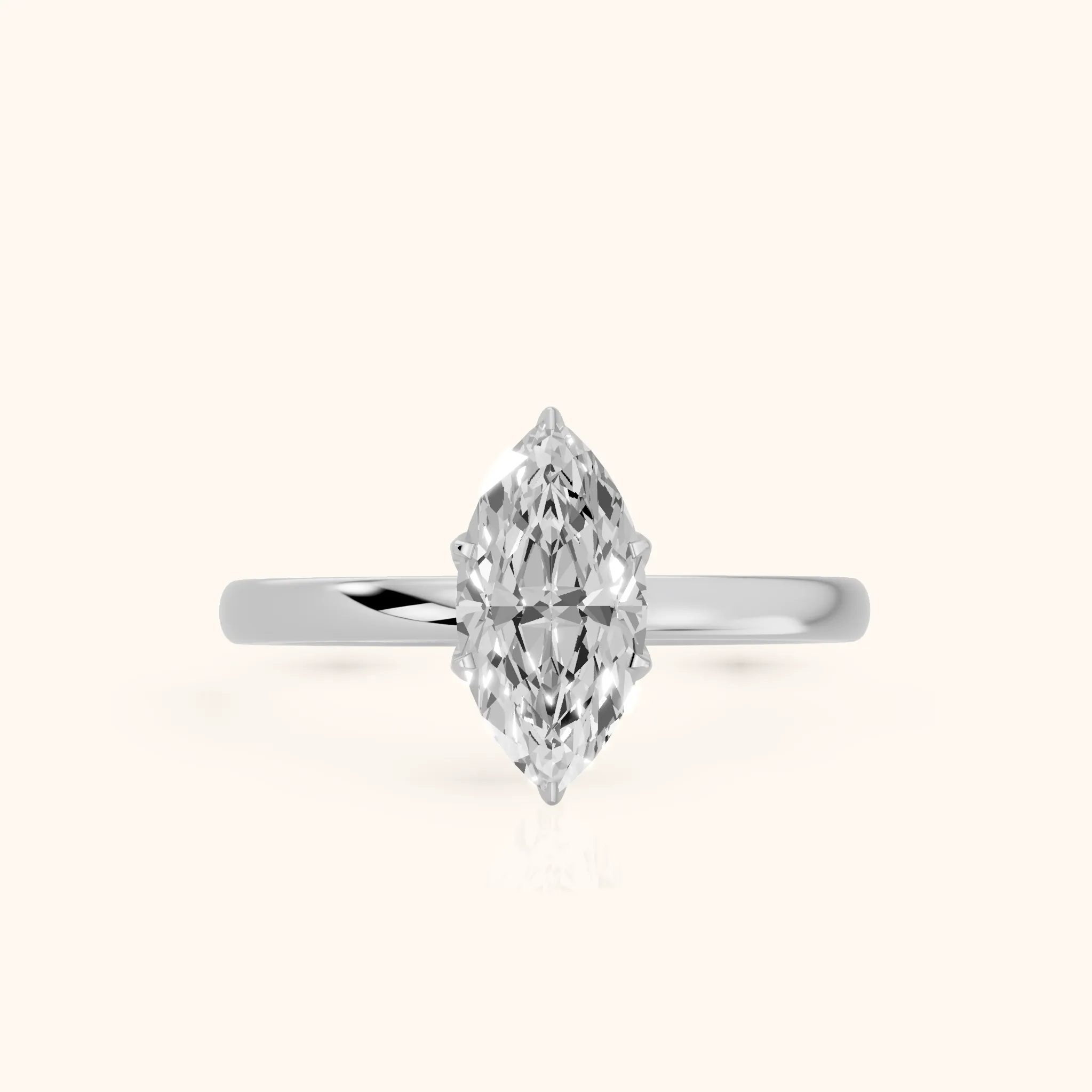 Serena Blossom Marquise Solitaire Ring in Silver — view 1