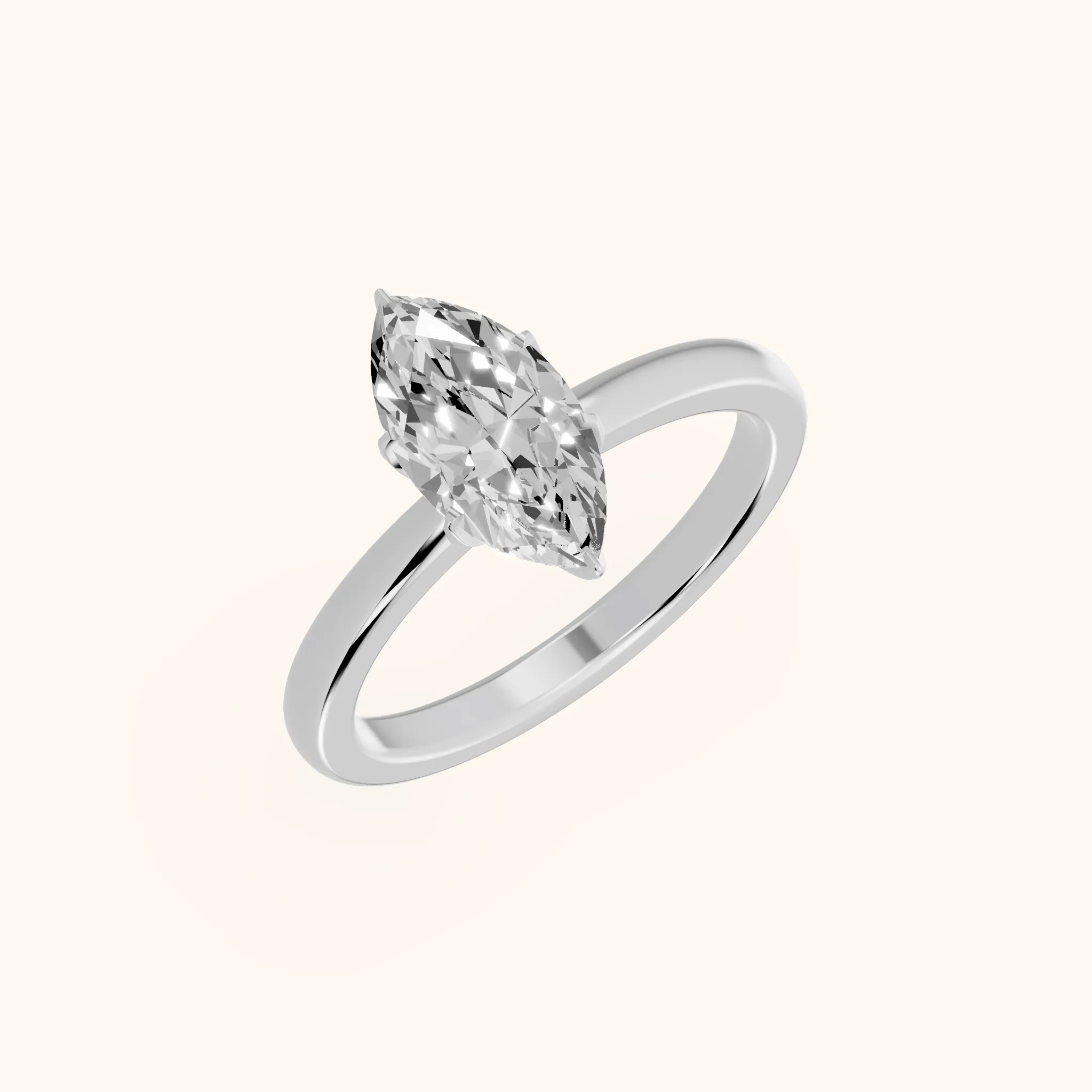 Serena Blossom Marquise Solitaire Engagement Ring in Platinum