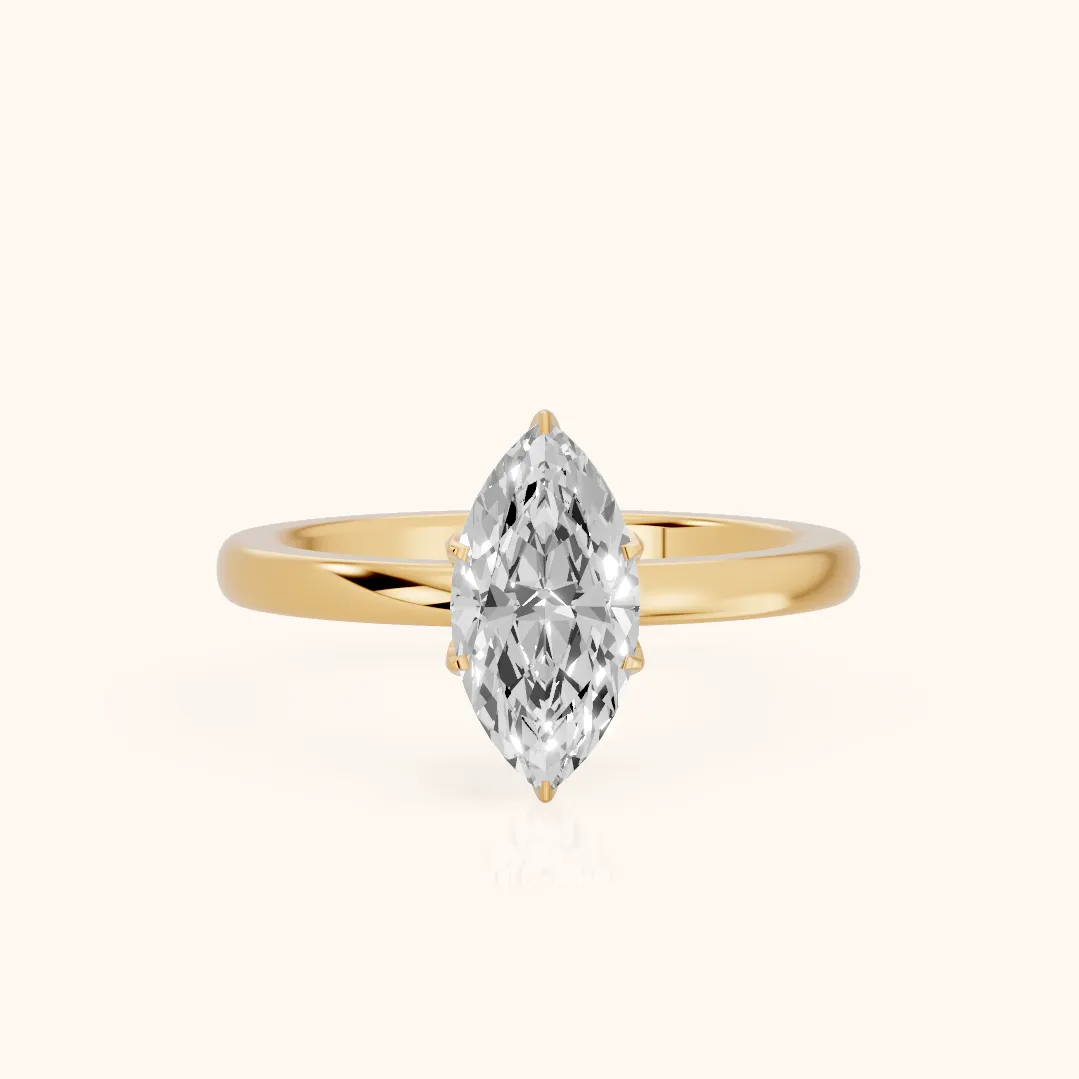 Serena Blossom Marquise Diamond Solitaire Ring in Yellow Gold
