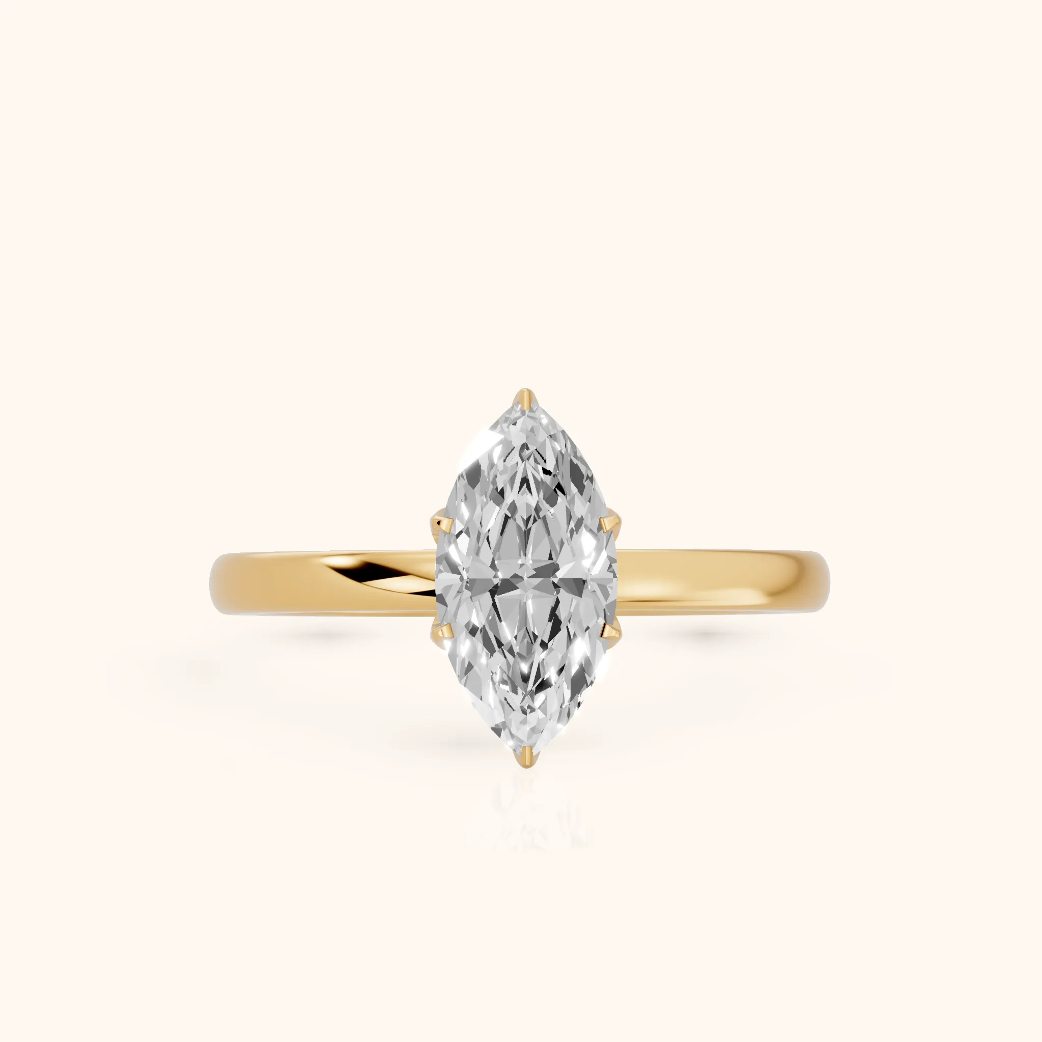 Serena Blossom Marquise Diamond Solitaire Ring in Yellow Gold — view 1
