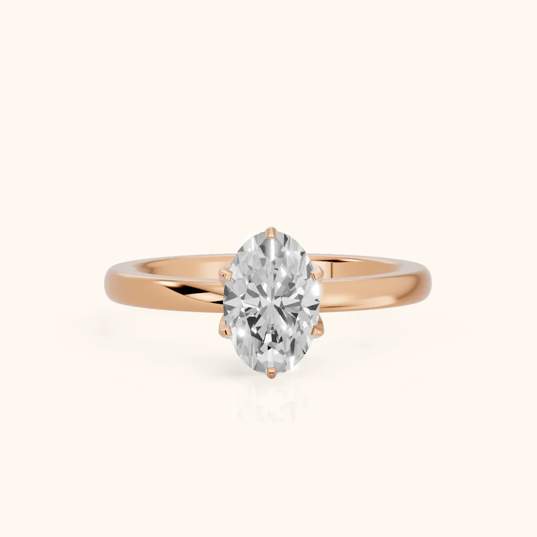 Serena Blossom Solitaire Oval Diamond Engagement Ring in Rose Gold