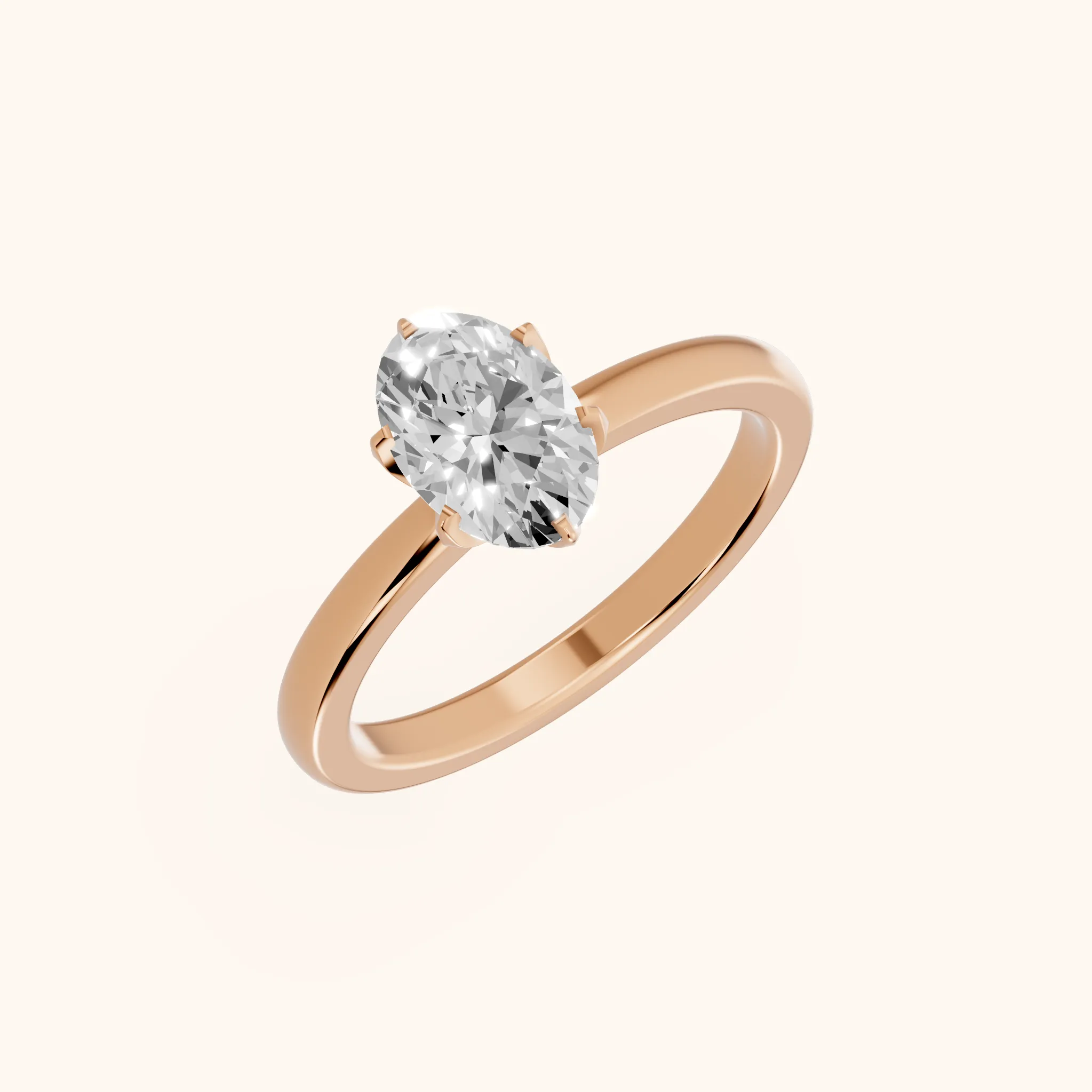 Serena Blossom Solitaire Oval Diamond Engagement Ring in Rose Gold