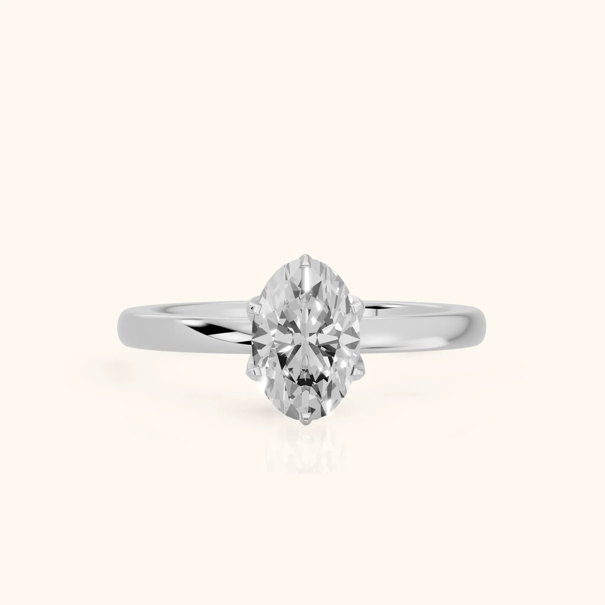 Serena Blossom Solitaire Oval Diamond Engagement Ring in Platinum — view 1