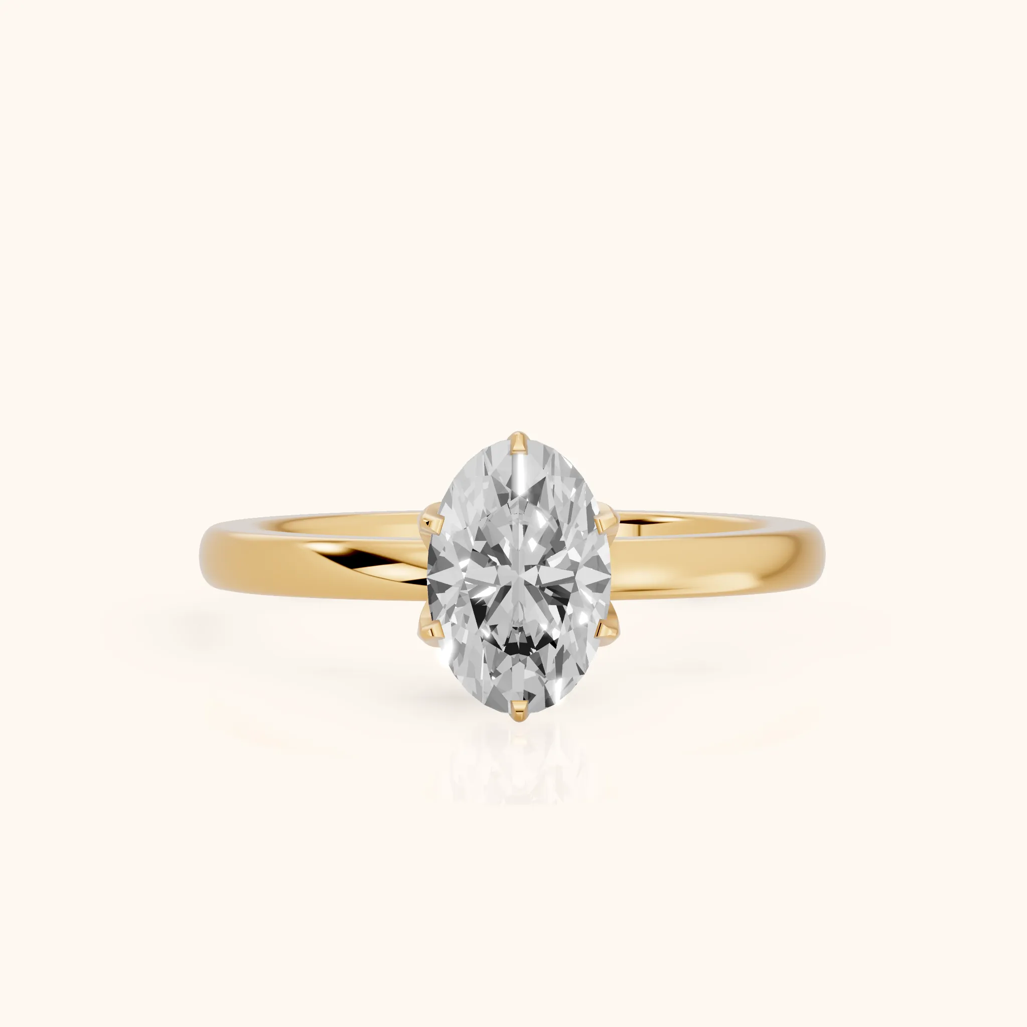 Serena Blossom Solitaire Oval Diamond Engagement Ring in Yellow Gold — view 1