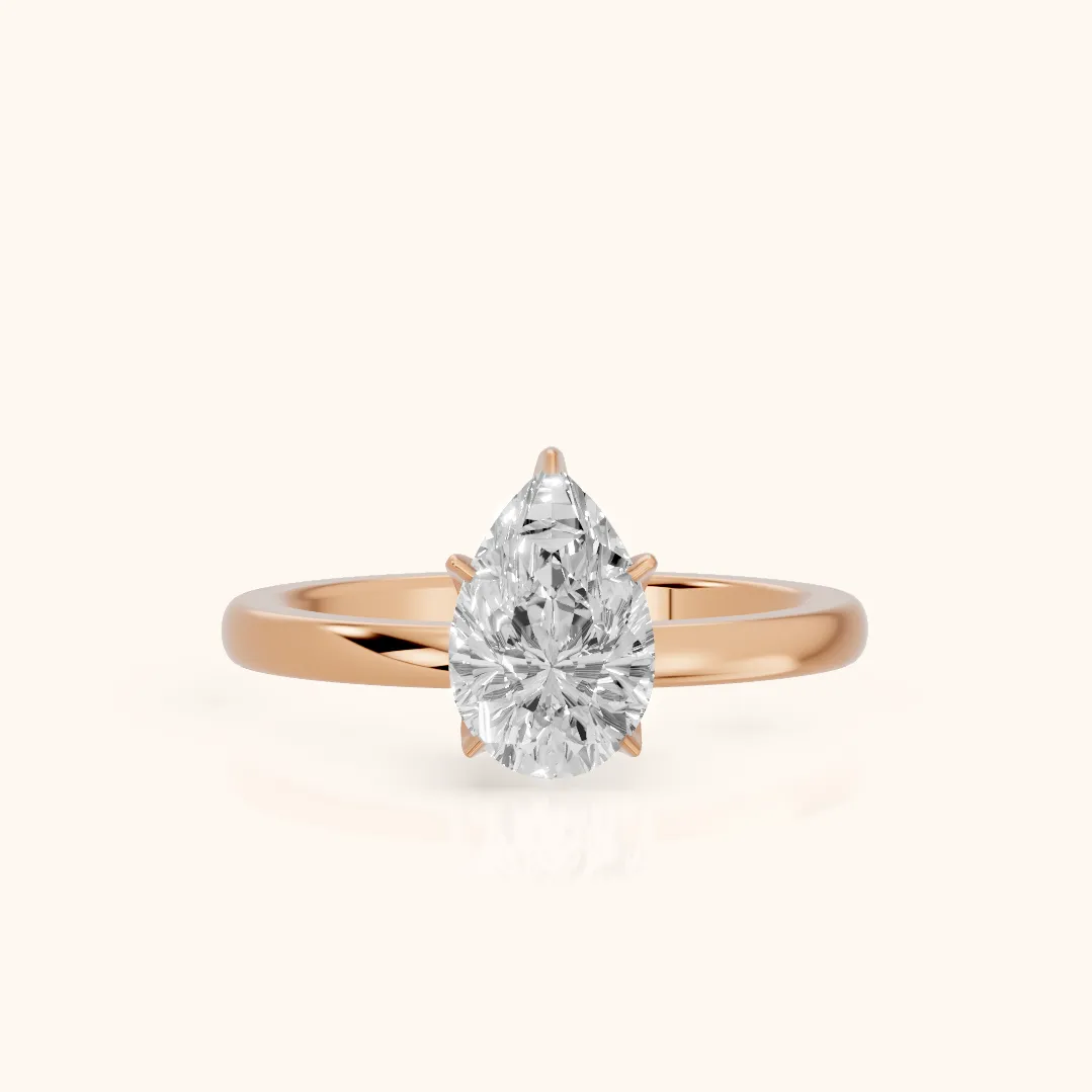 Serena Blossom Solitaire Pear Diamond Engagement Ring in Rose Gold