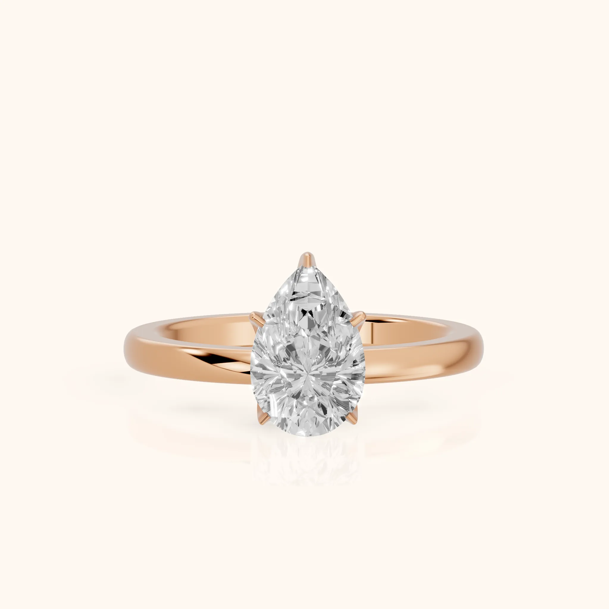 Serena Blossom Solitaire Pear Diamond Engagement Ring in Rose Gold — view 1