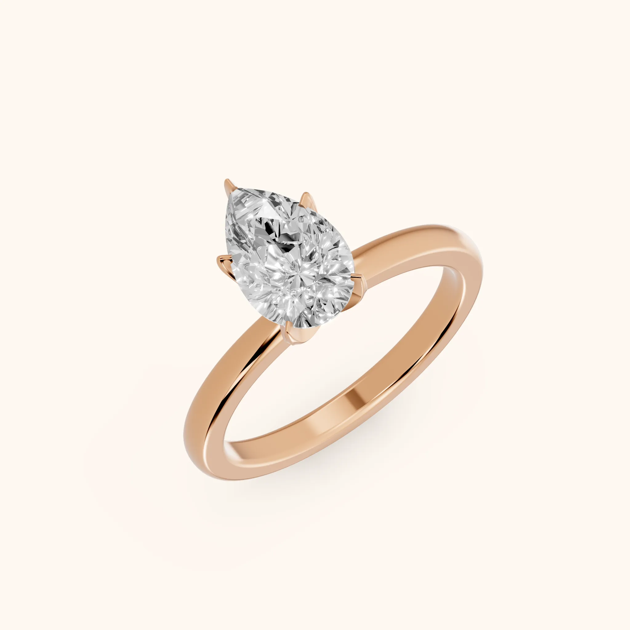 Serena Blossom Solitaire Pear Diamond Engagement Ring in Rose Gold